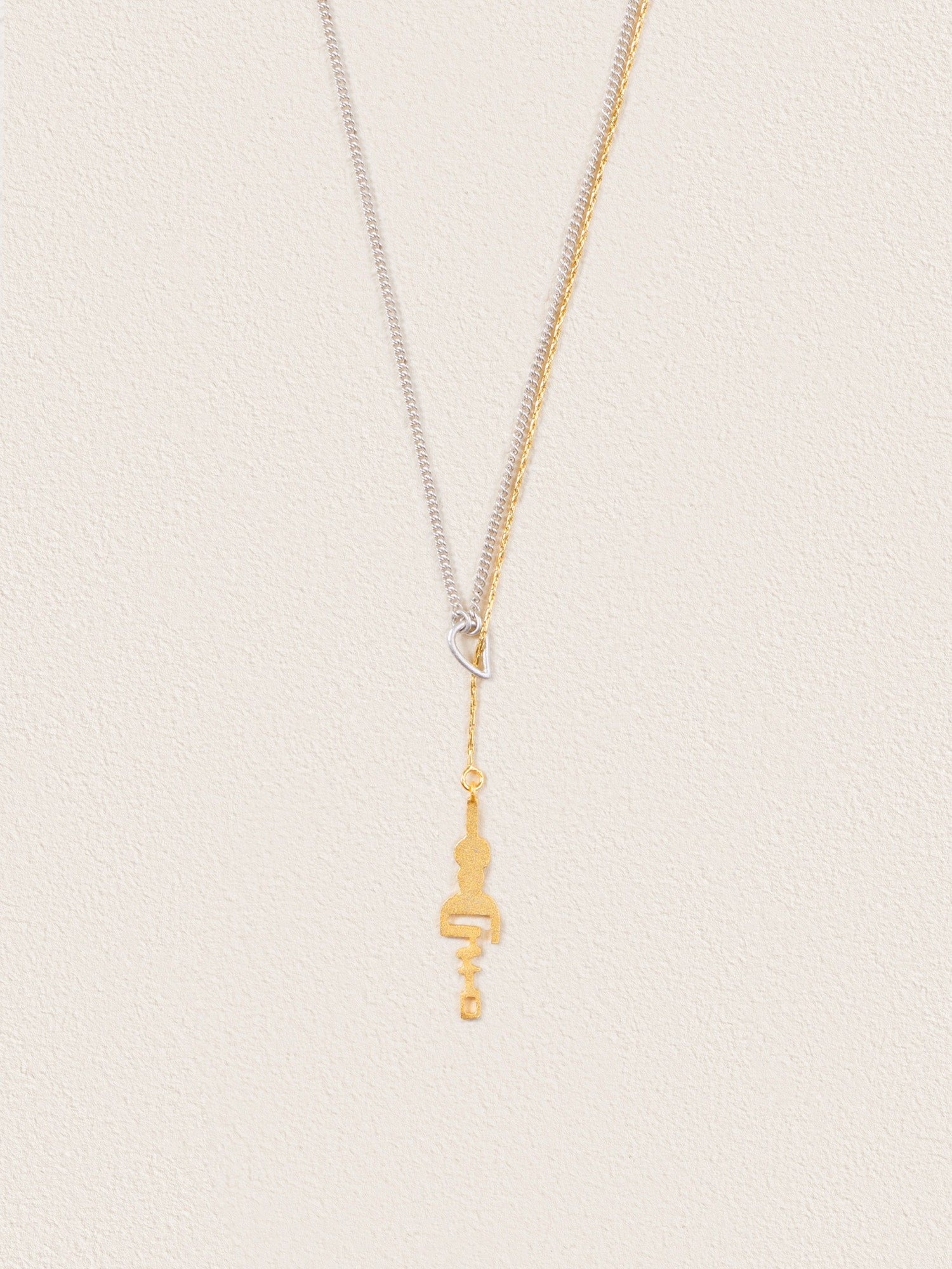 Key & Heart Lock Gold and Silver Necklace