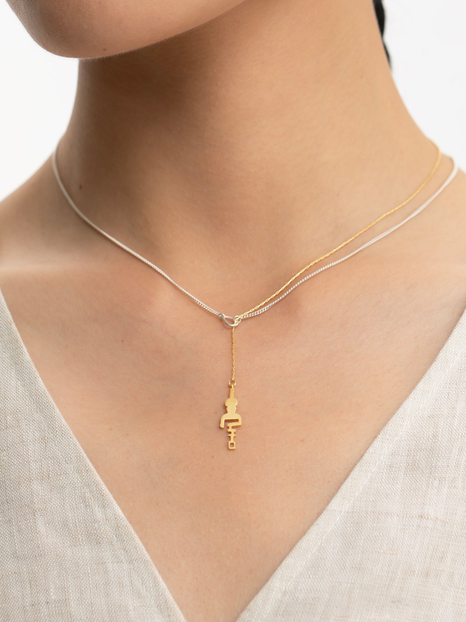 Key & Heart Lock Gold and Silver Necklace