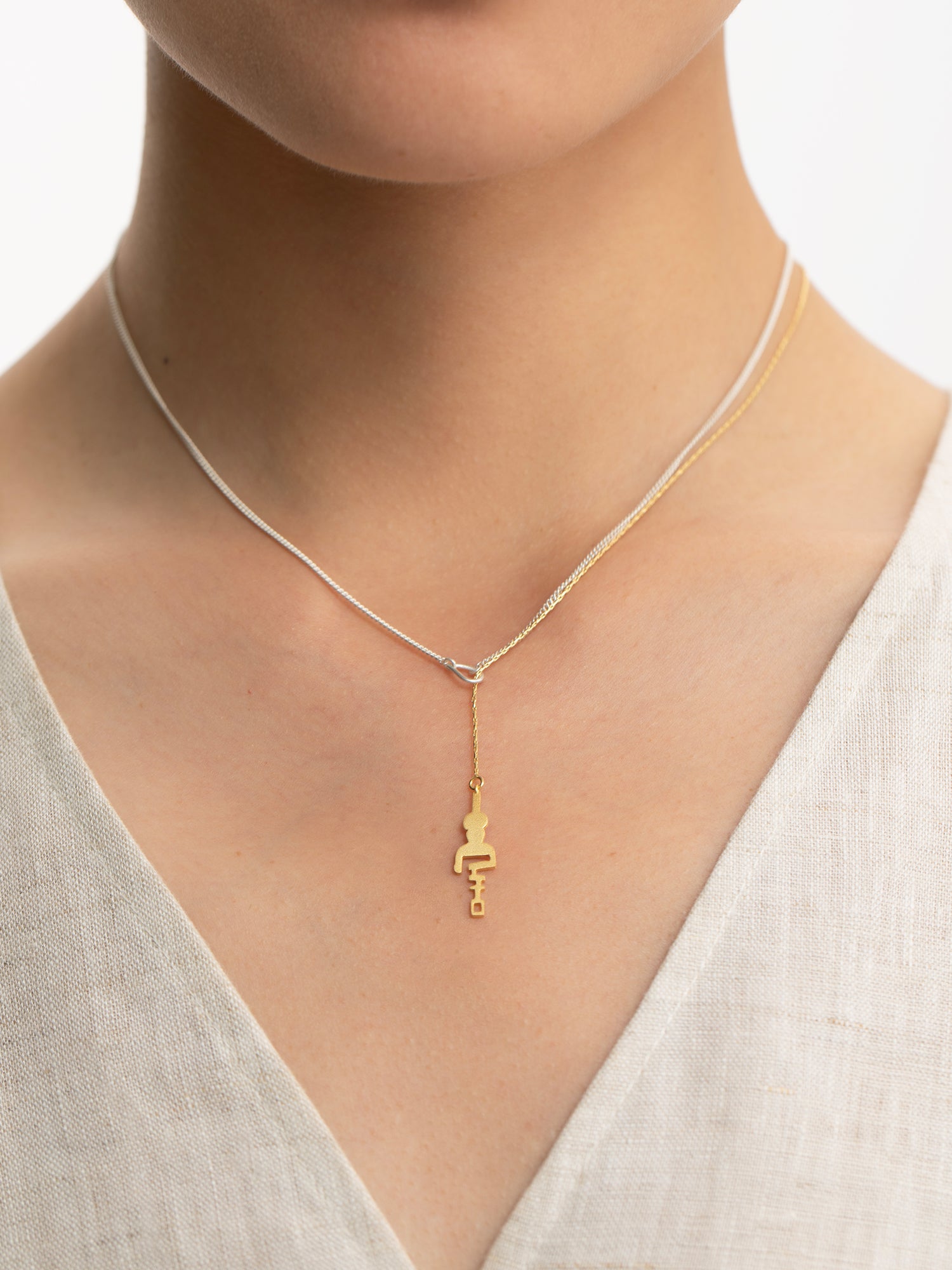 Key & Heart Lock Gold and Silver Necklace