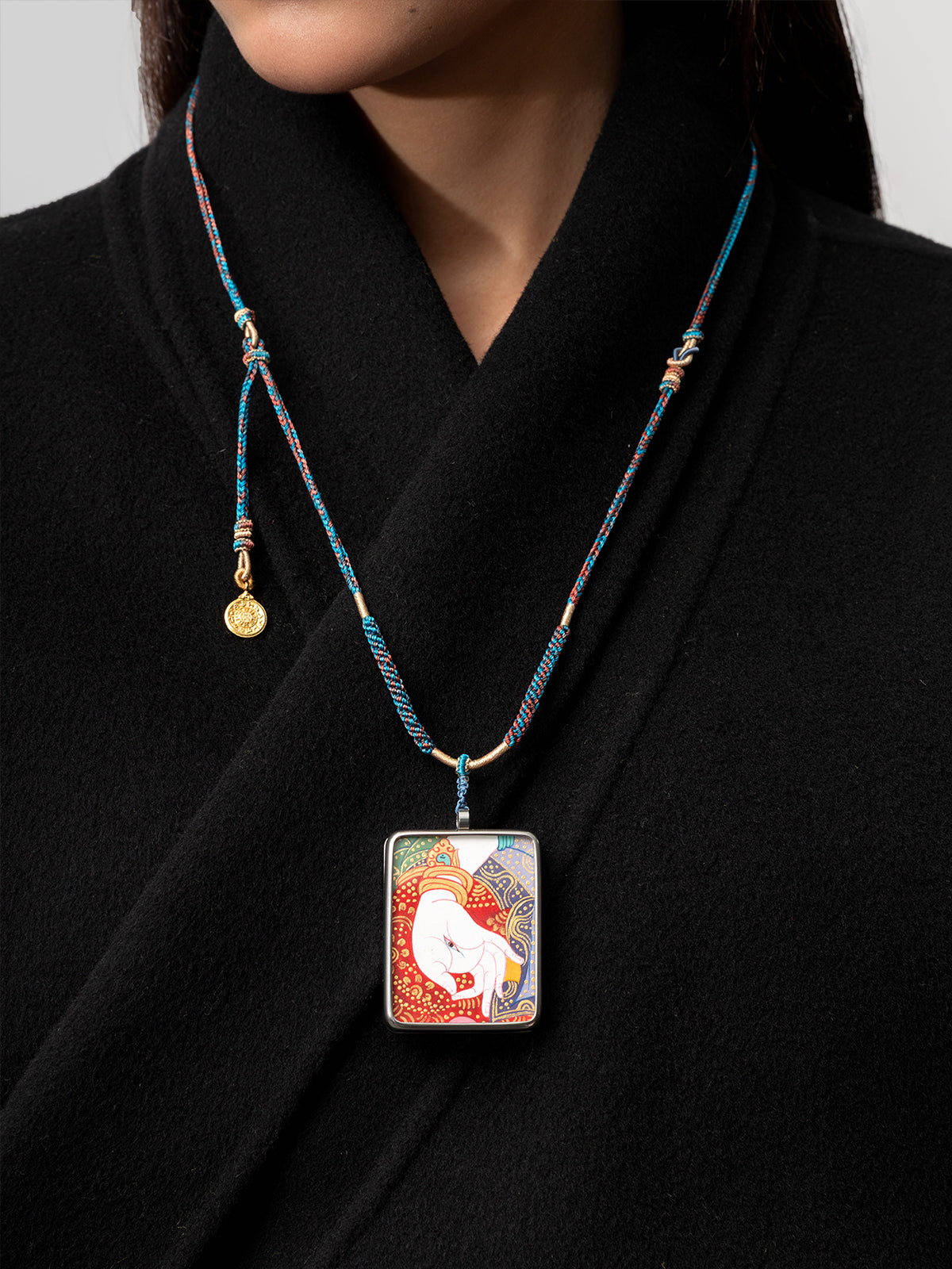 Hand-painted White Tara Thangka Necklace