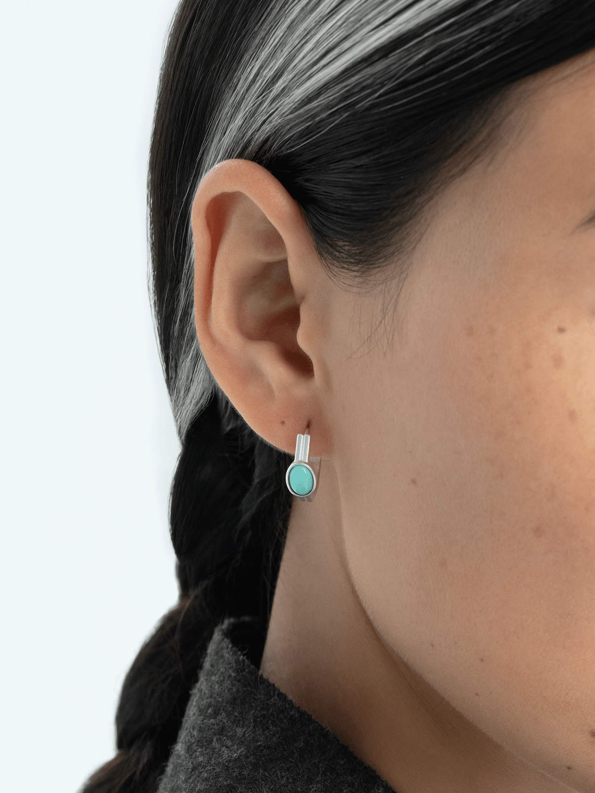 Square & Circle Turquoise Hoop Earrings
