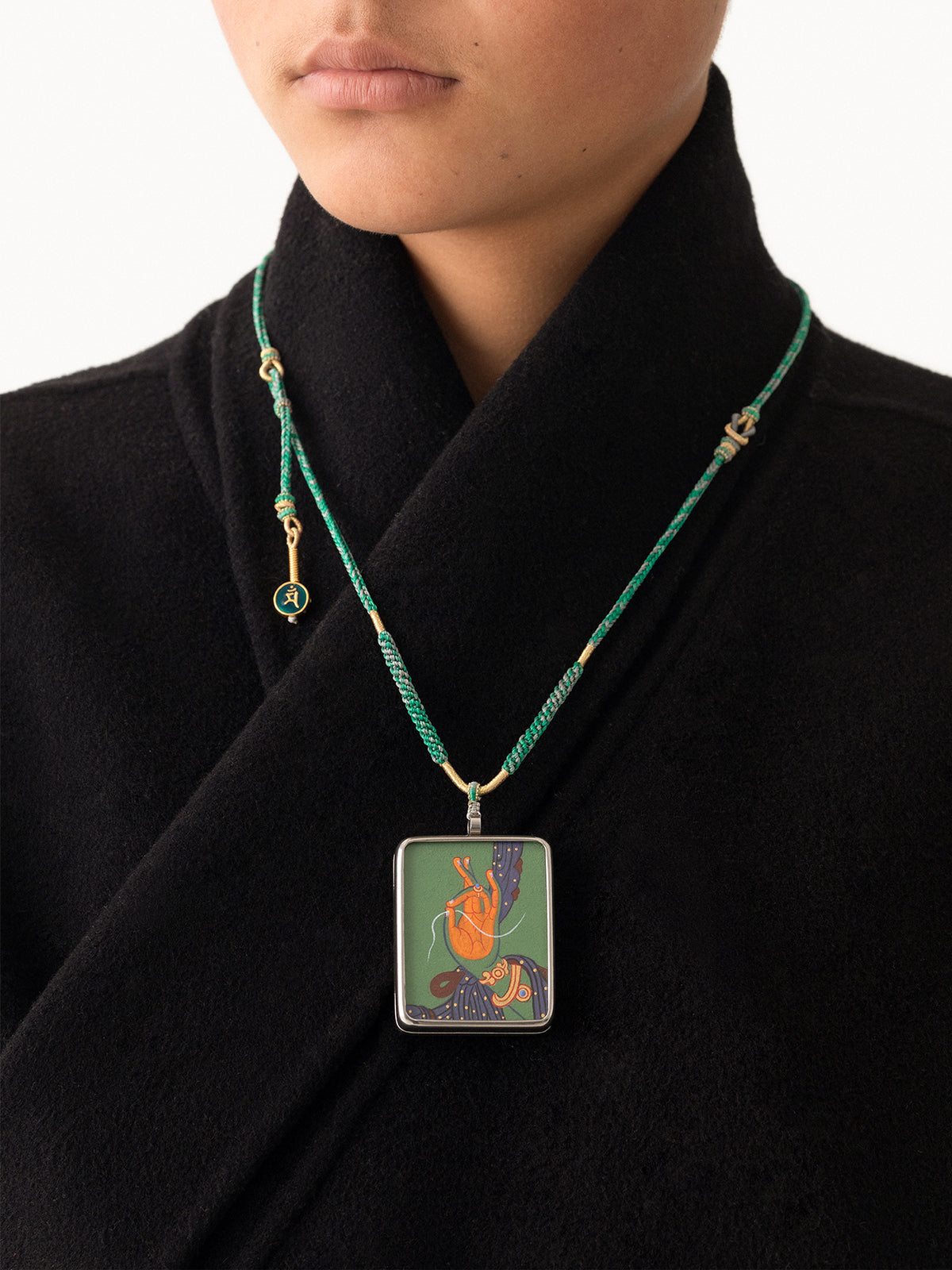 Hand-Painted Green Tara Thangka Necklace
