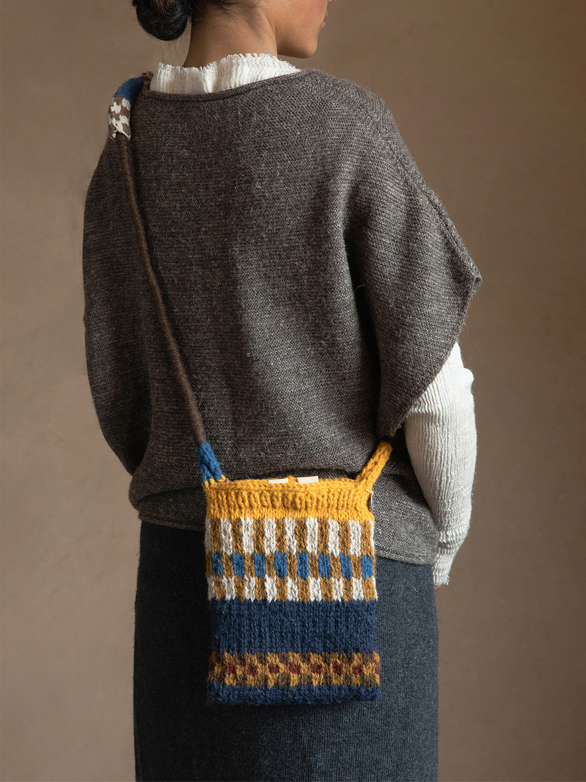 Nomadic Grid Hand-Knitted Shoulder Bag