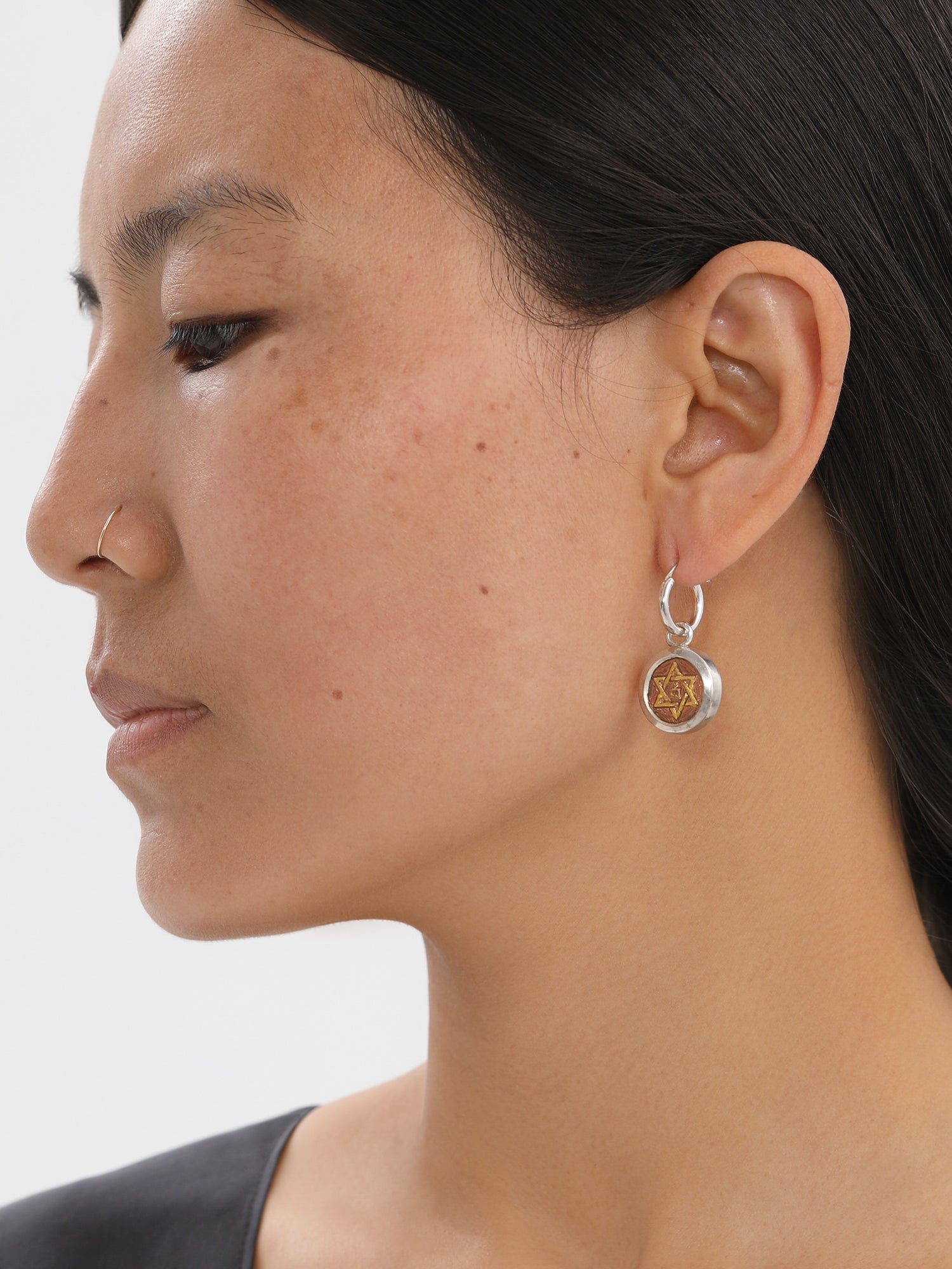 Khyenle Seed Syllable Fire-Gilded Li Ma Bronze Earrings