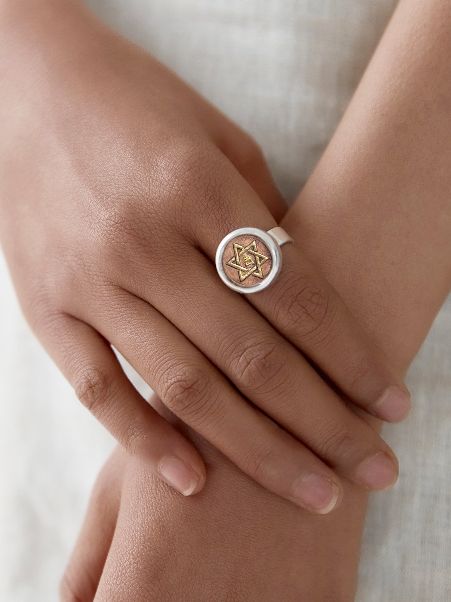 Khyenle Seed Syllable Fire-Gilded Li Ma Bronze Ring