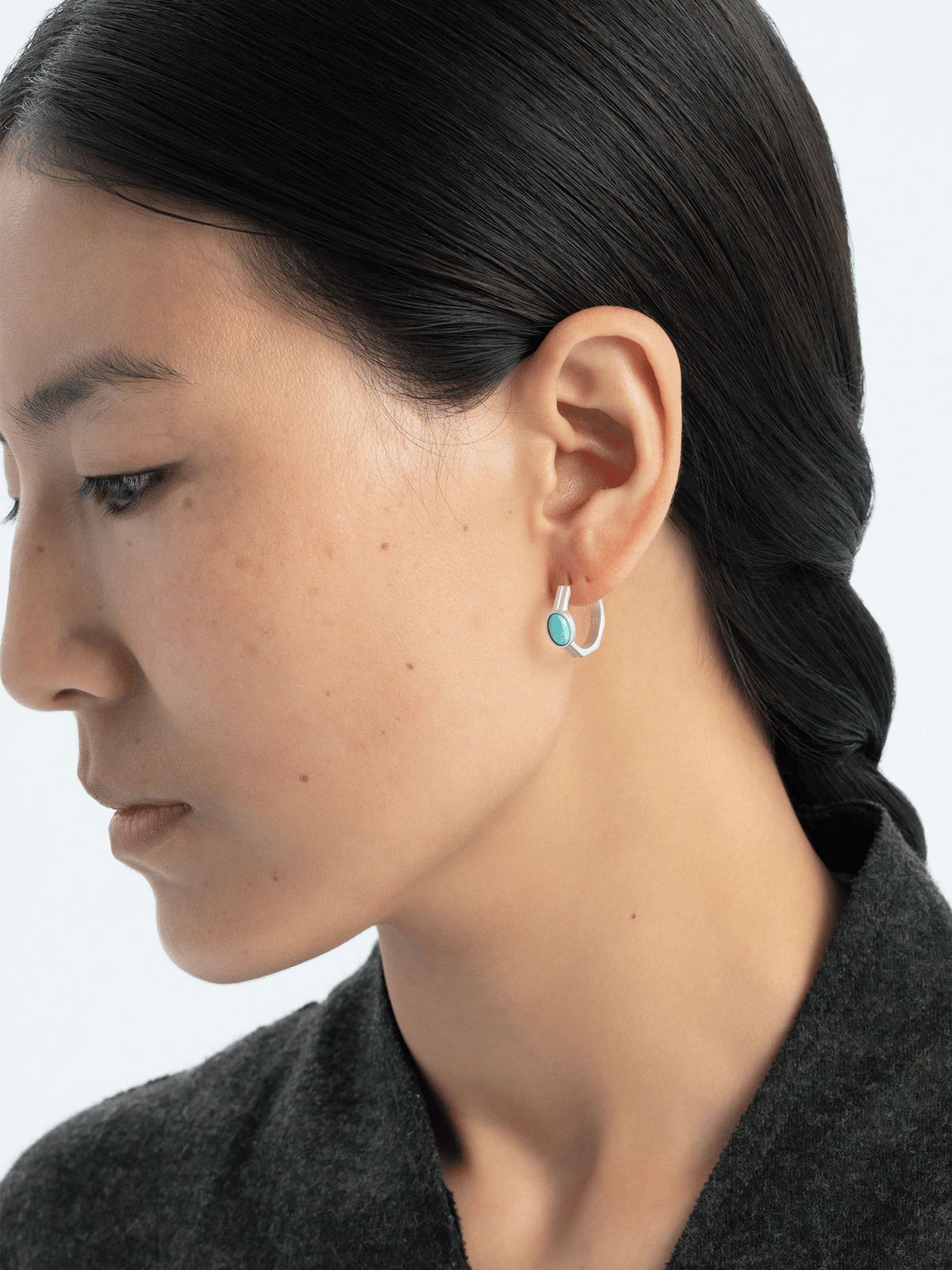 Square & Circle Turquoise Hoop Earrings