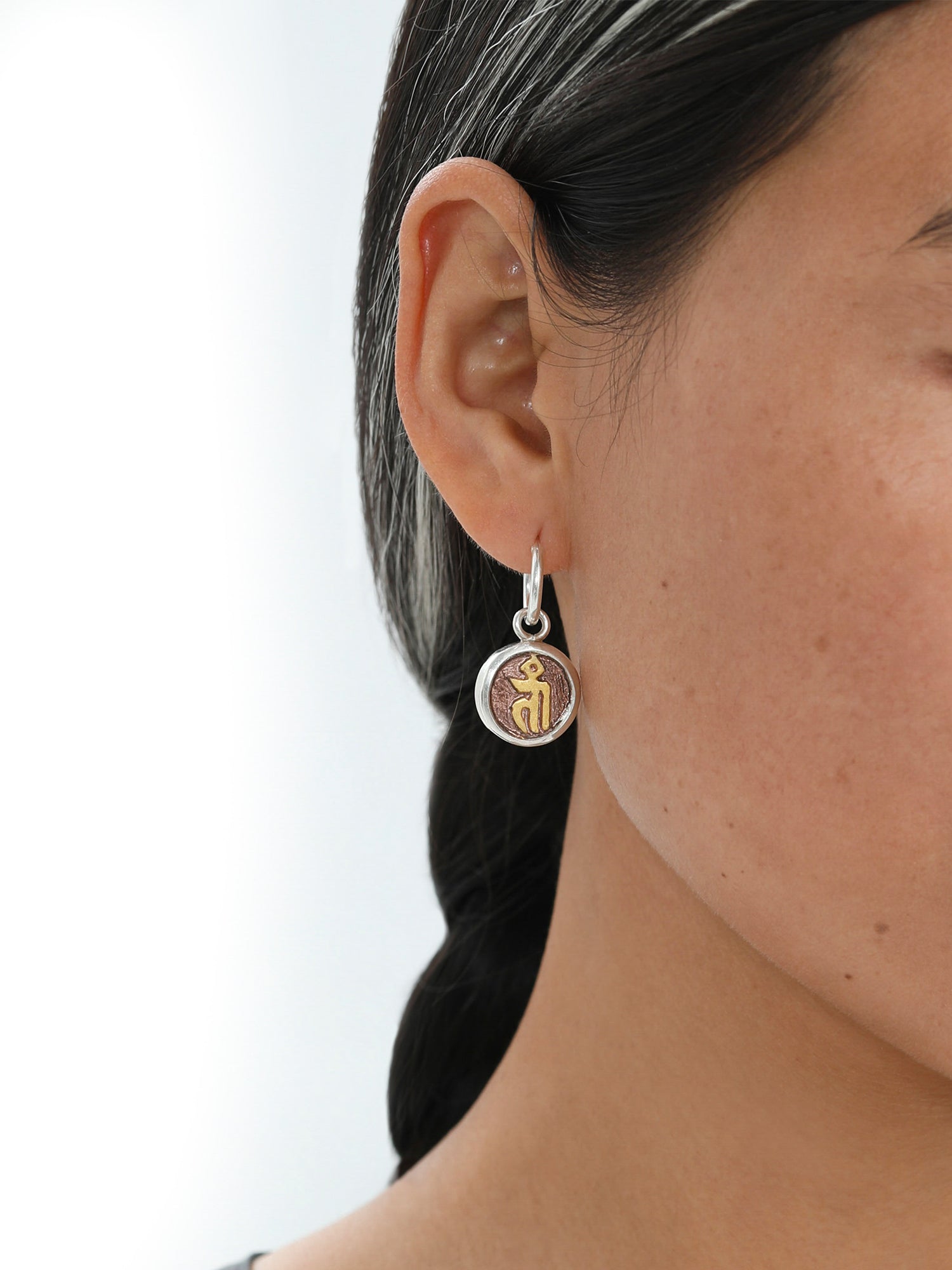 Khyenle Seed Syllable Fire-Gilded Li Ma Bronze Earrings
