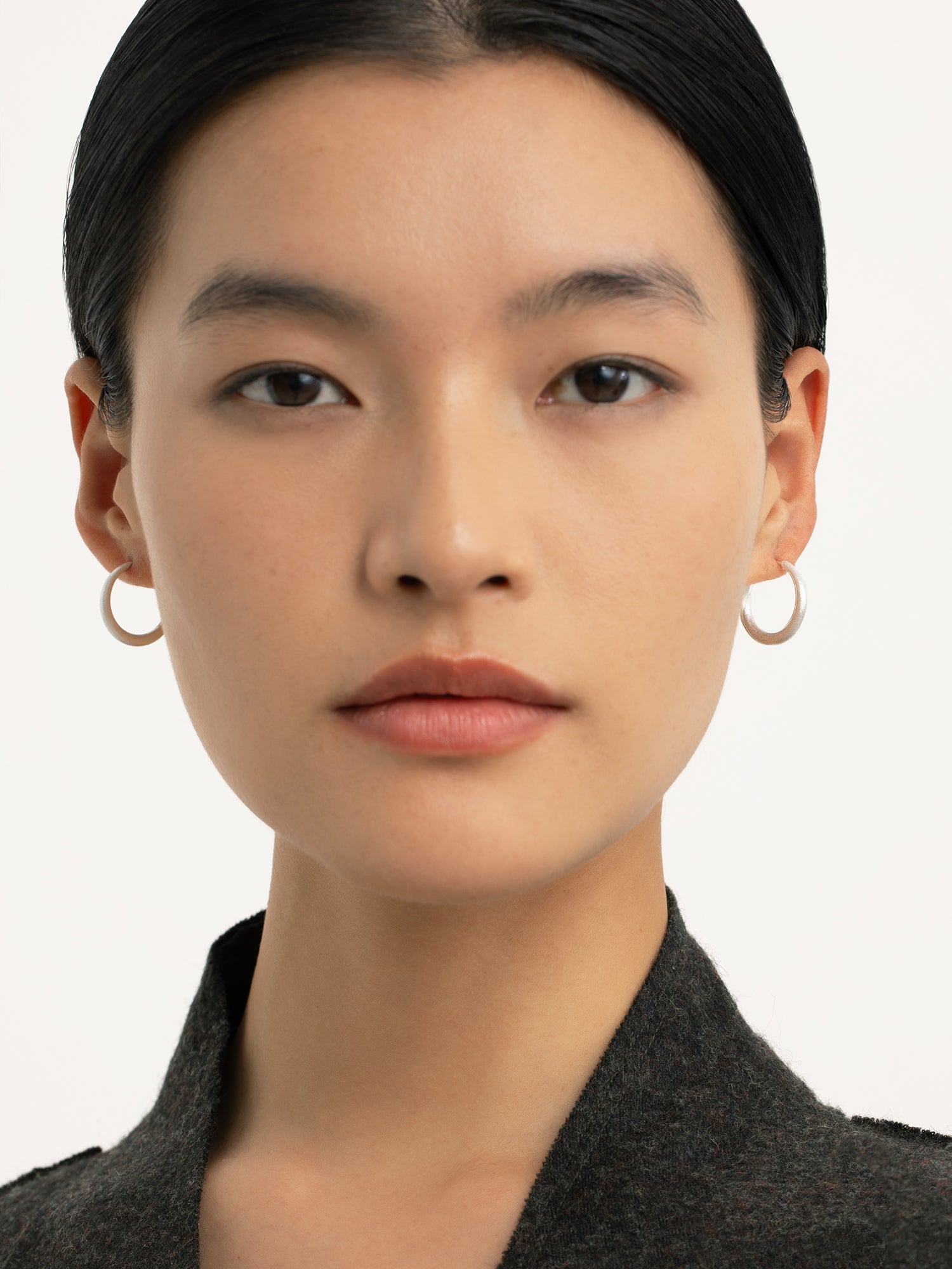 Brushed Silver Hoop Earrings