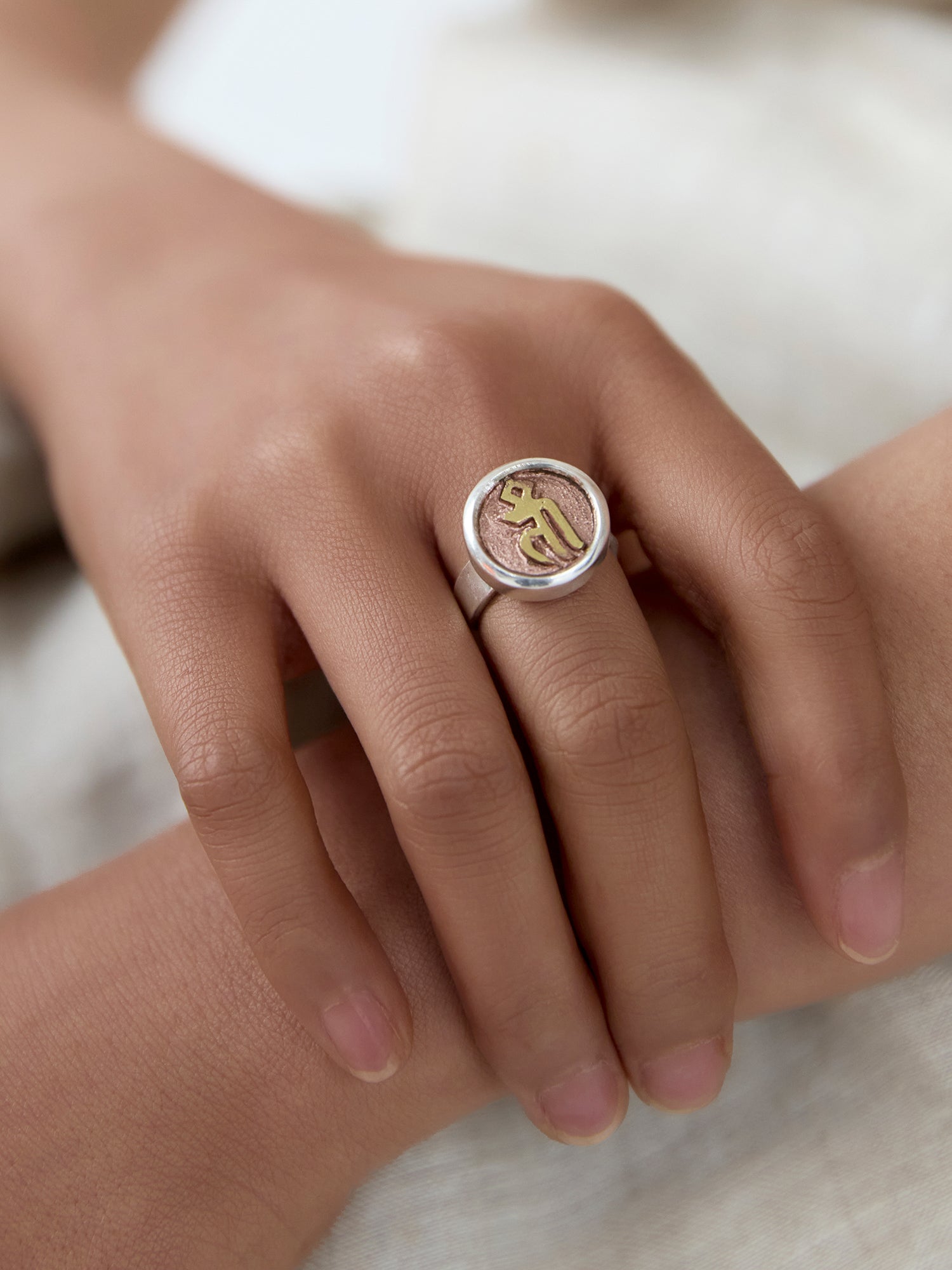 Khyenle Seed Syllable Fire-Gilded Li Ma Bronze Ring