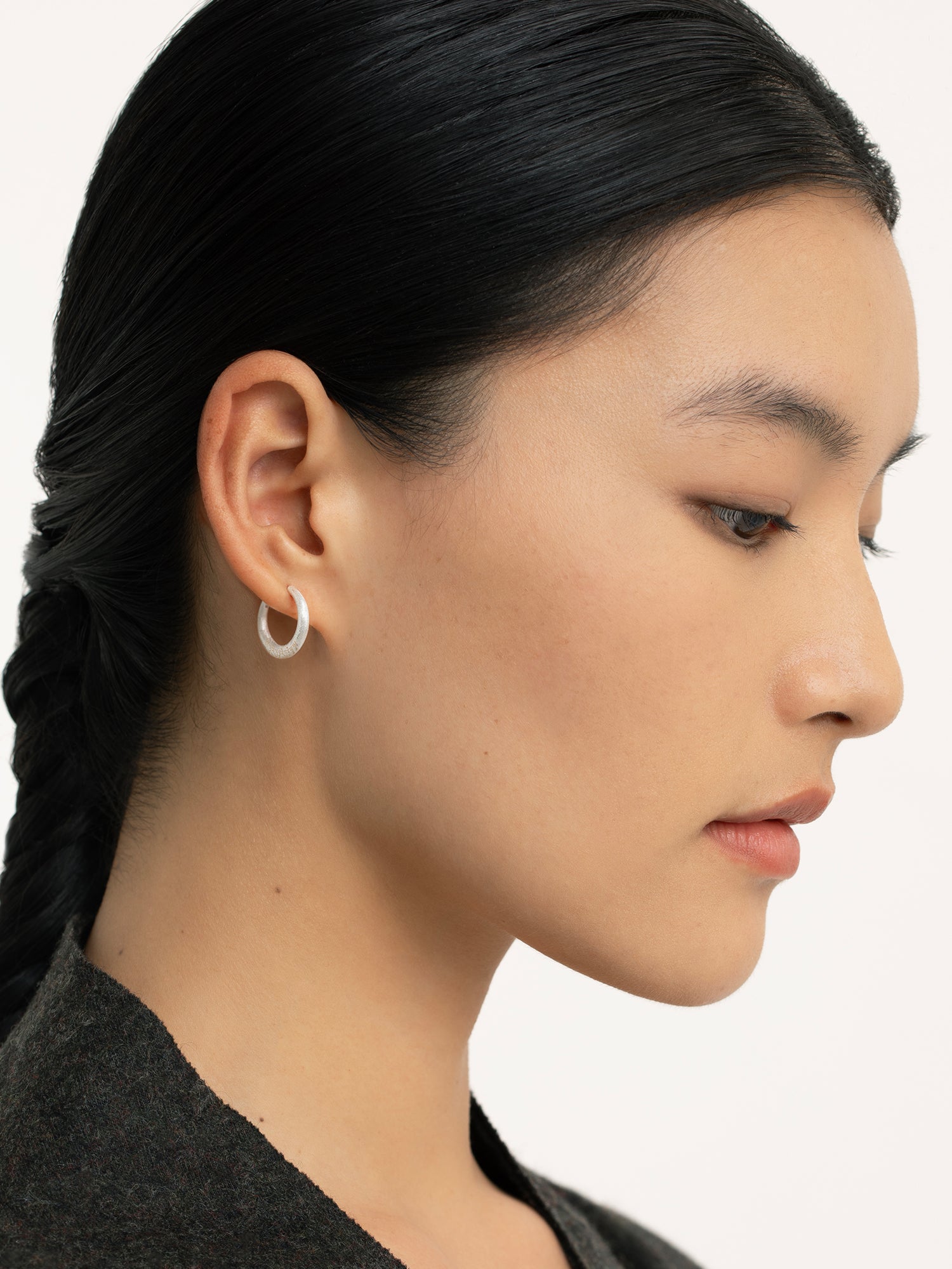 Brushed Silver Hoop Earrings