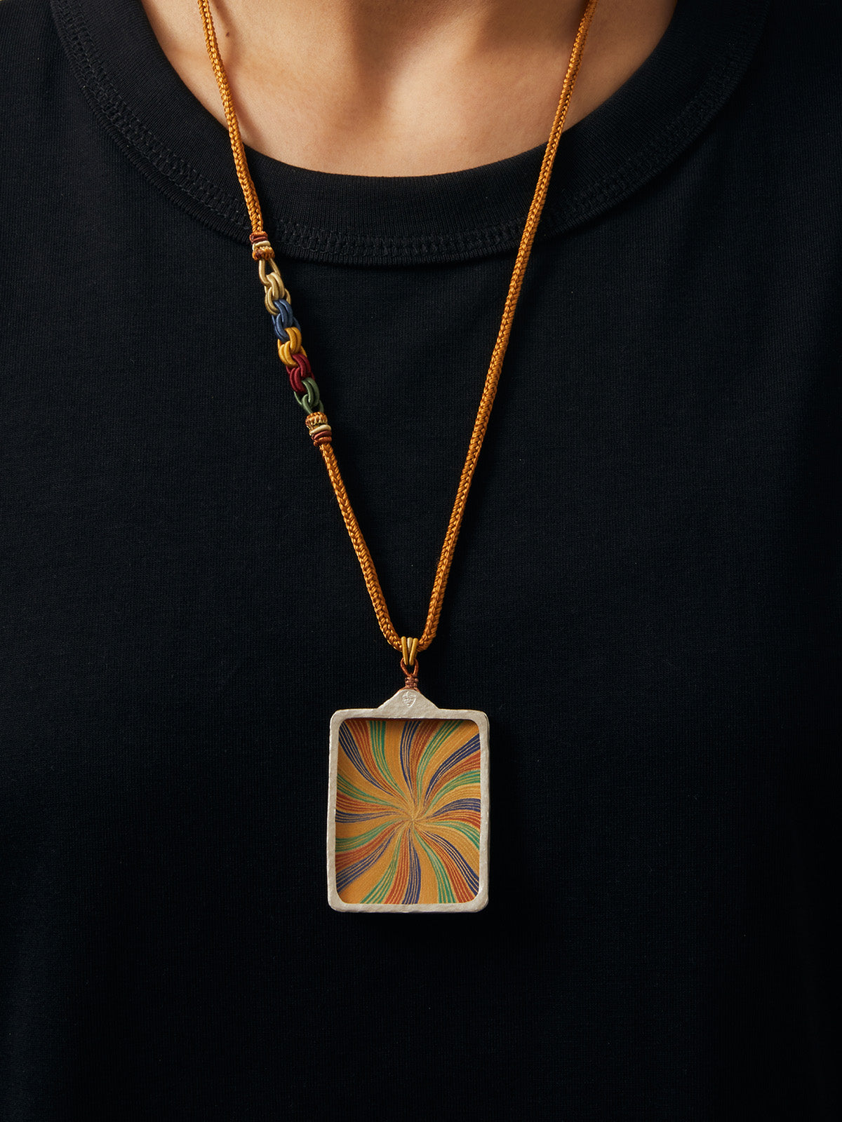Rainbow Hand-Painted Thangka Necklace
