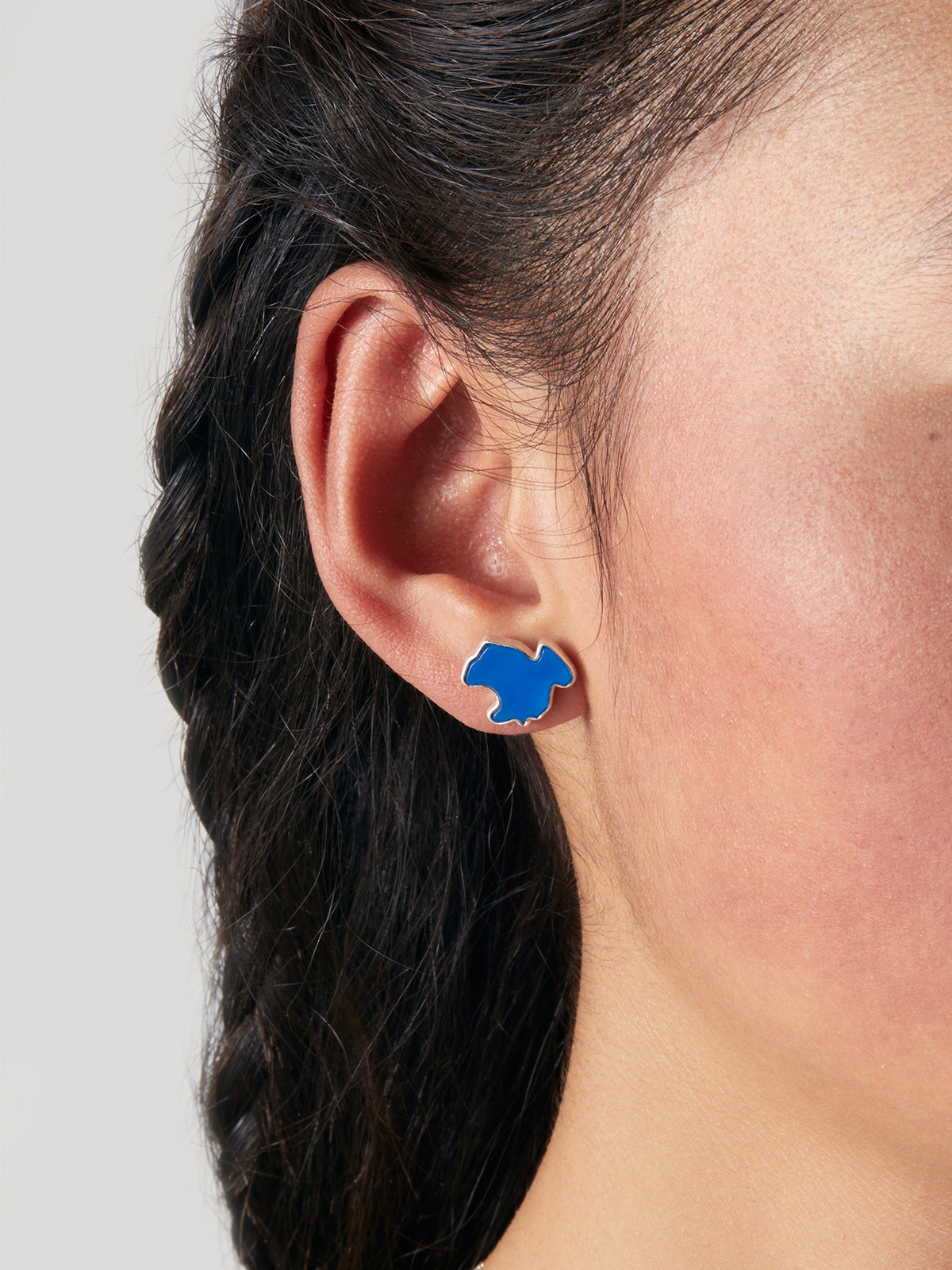 Kokonor Lake Blue Agate Stud Earrings