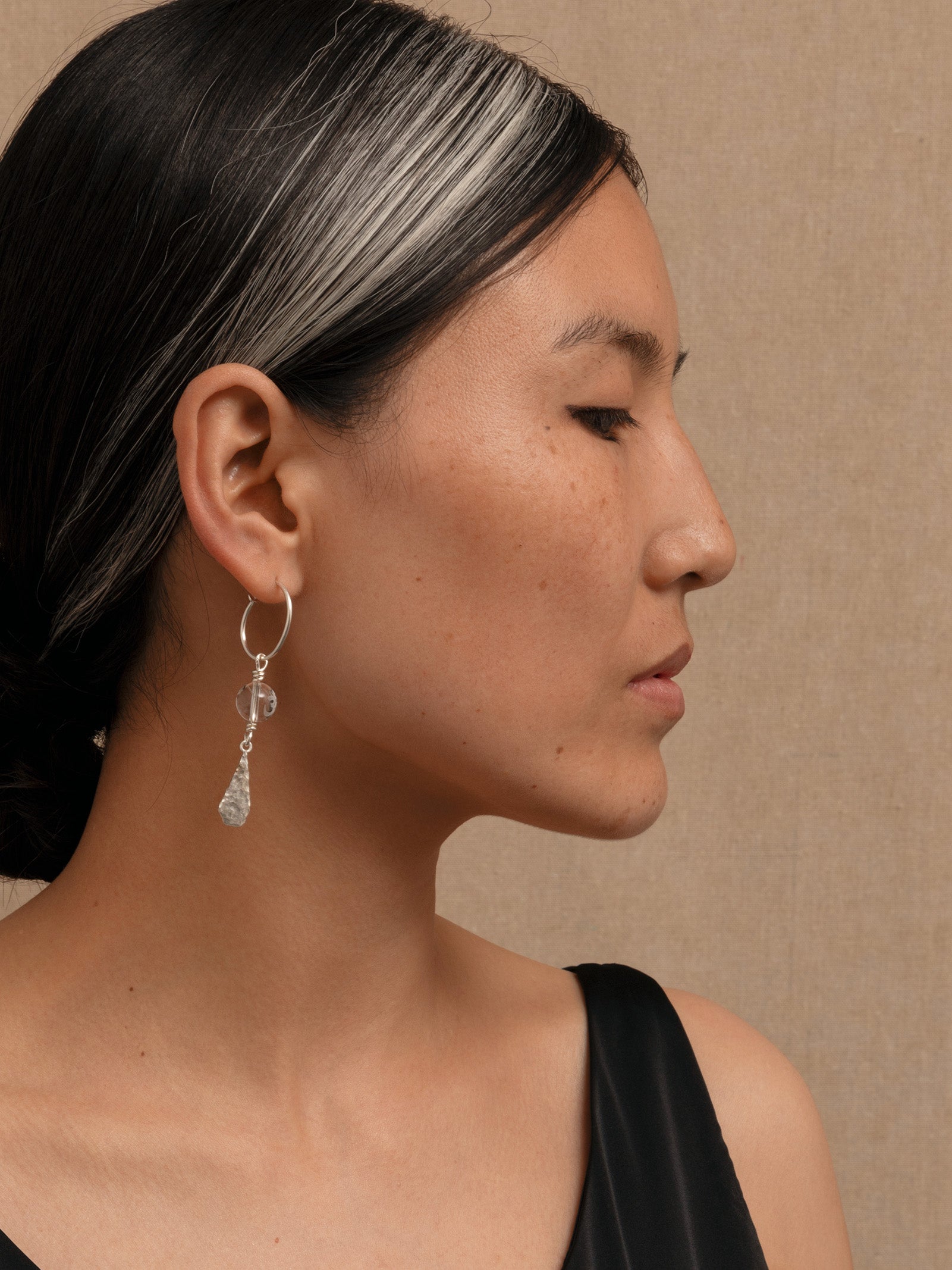 ༀ (OM) White Crystal Earrings