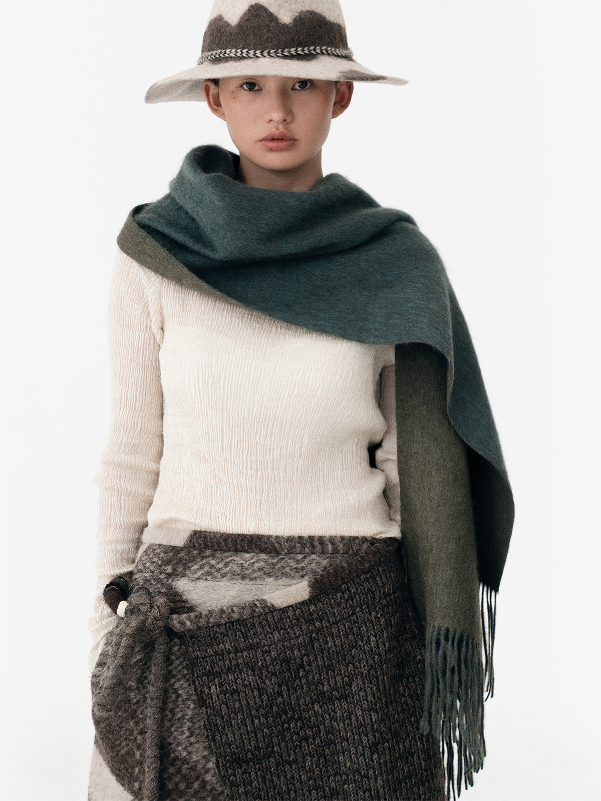 Two-Tone Pure Yak Cashmere Scarf