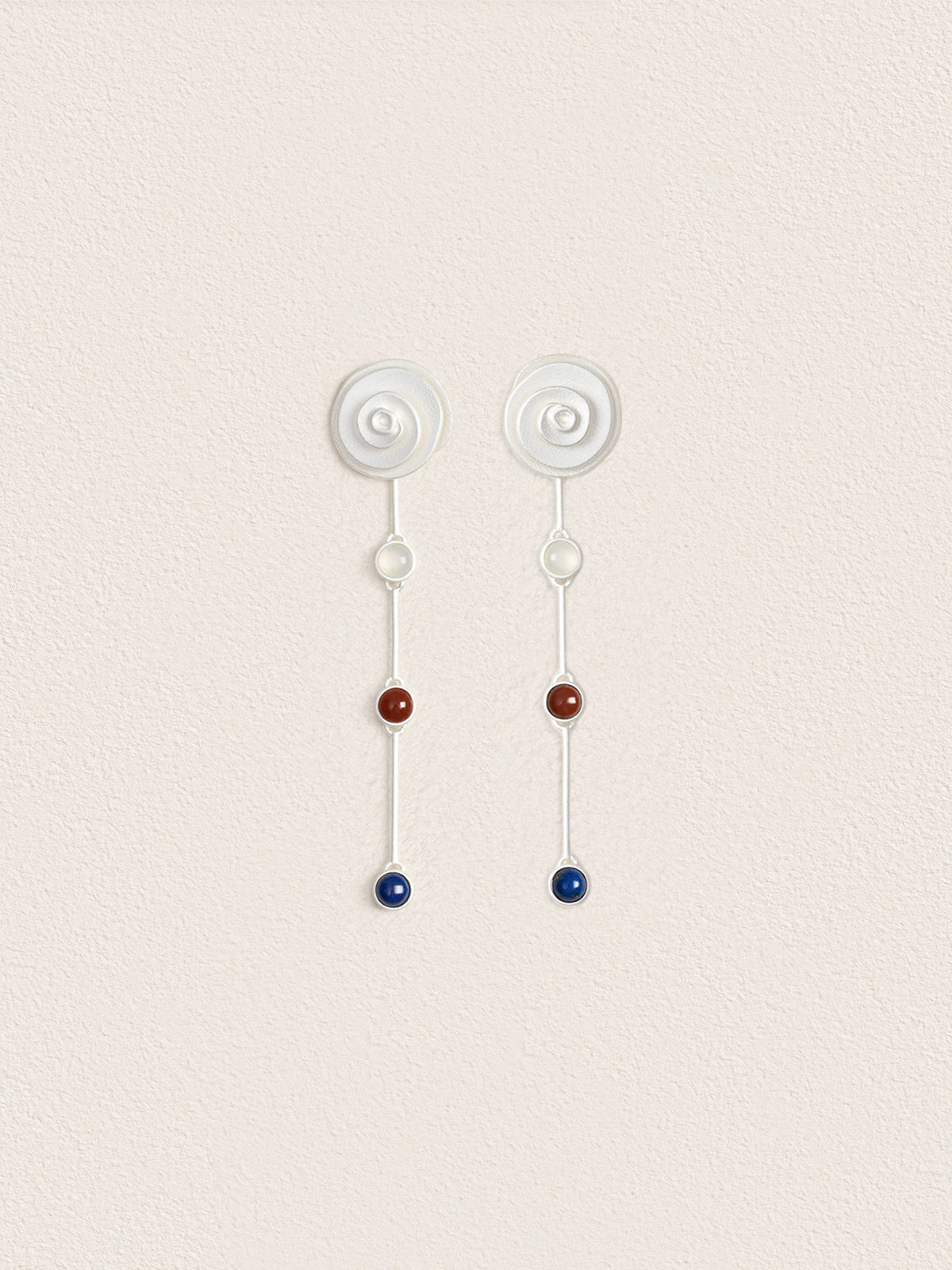 Tricolor Gem Conch Earrings