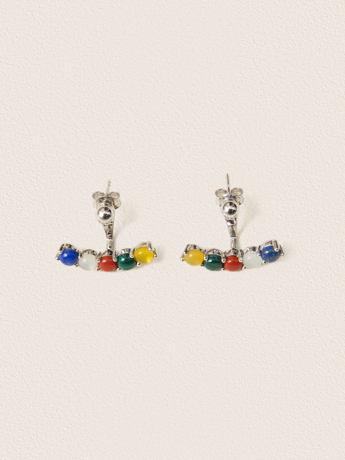 Natural Five Color Gemstone Earrings