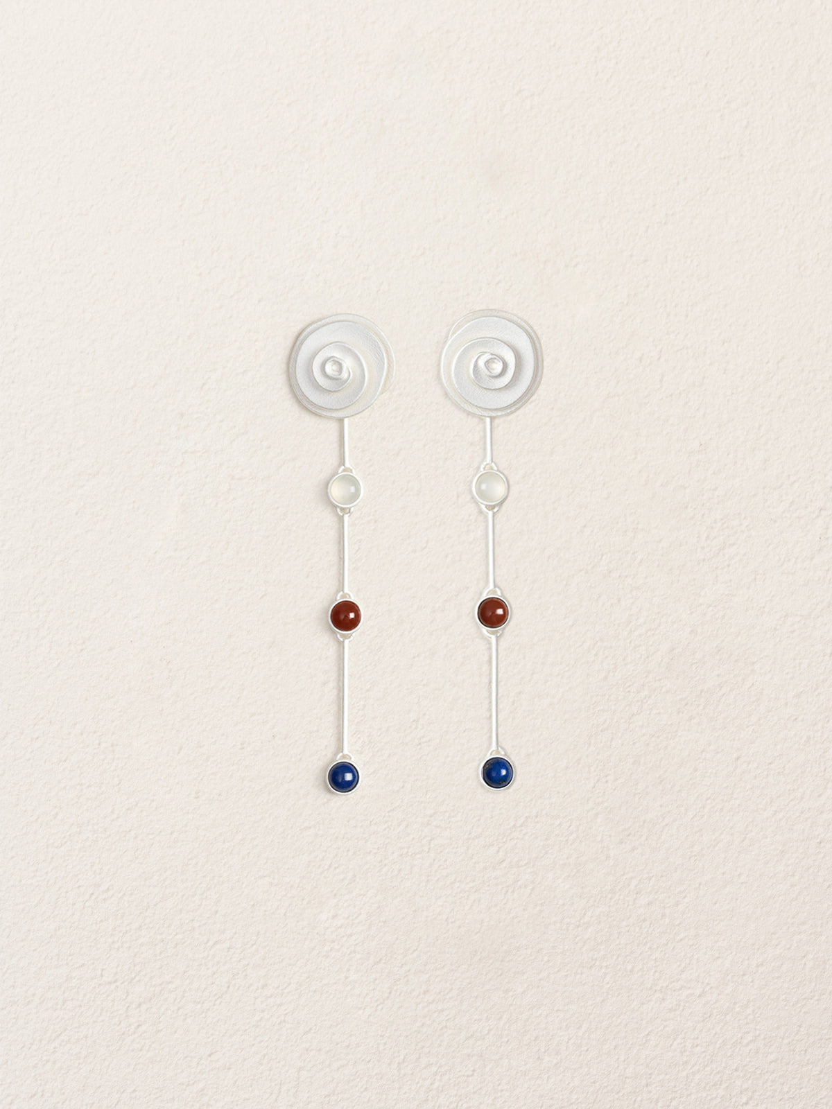 Tricolor Gem Conch Earrings