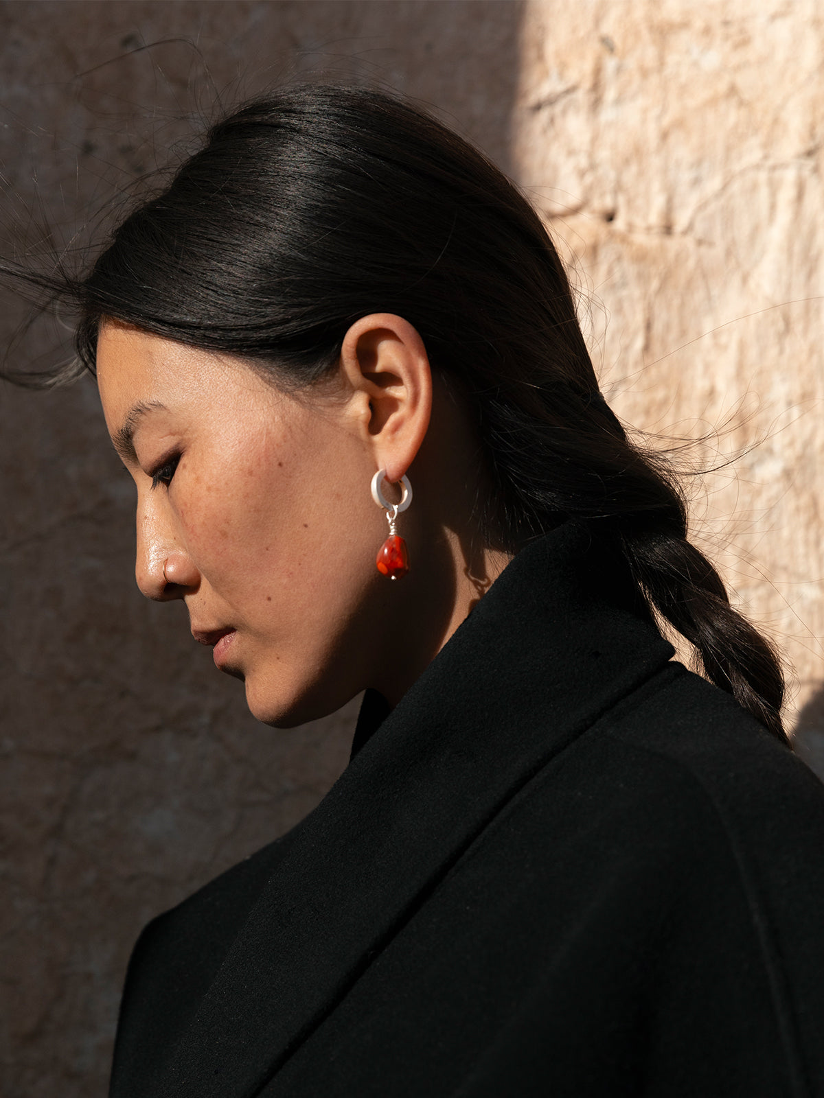 Nanhong Red Agate Drop Earrings