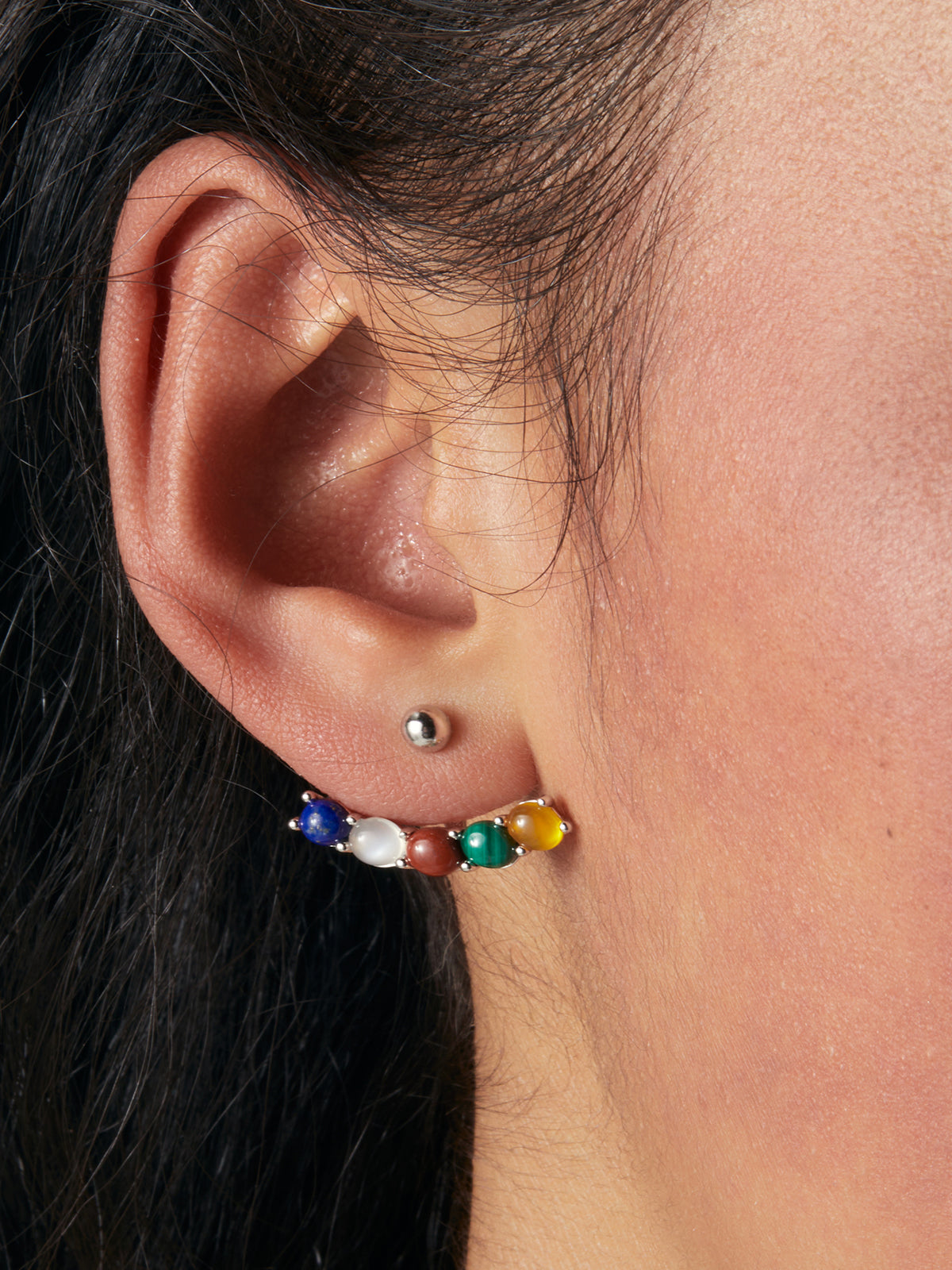 Natural Five Color Gemstone Earrings