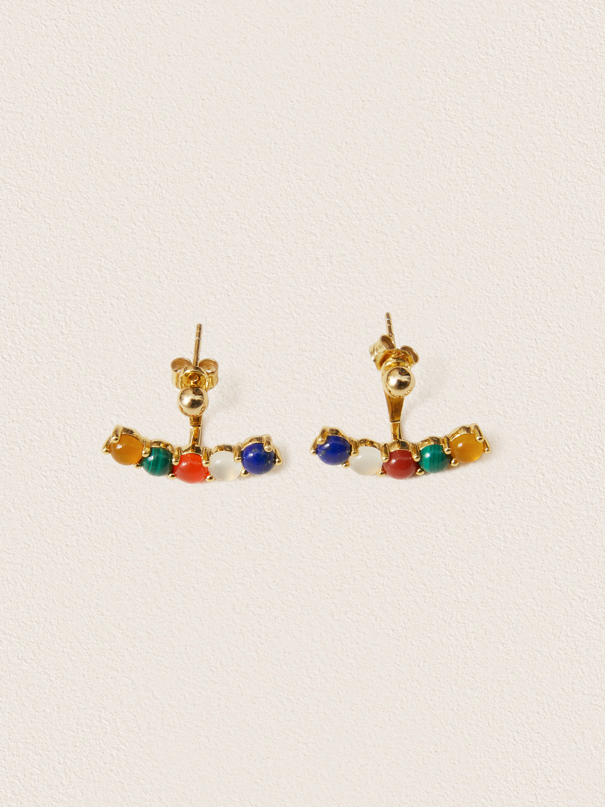 Natural Five Color Gemstone Earrings