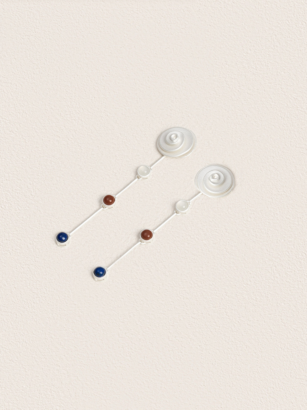 Tricolor Gem Conch Earrings