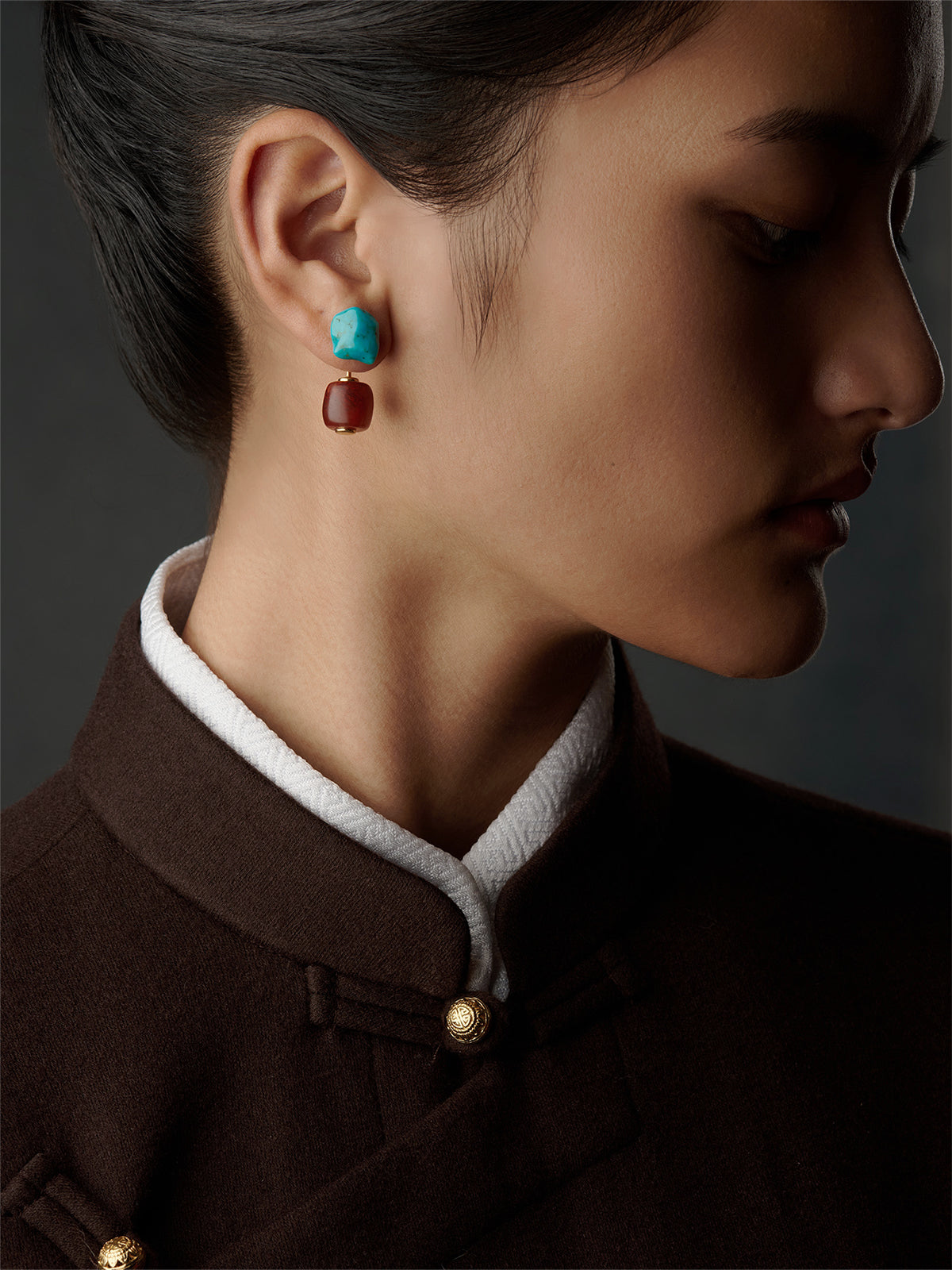 Turquoise & Nanhong Red Agate Earrings