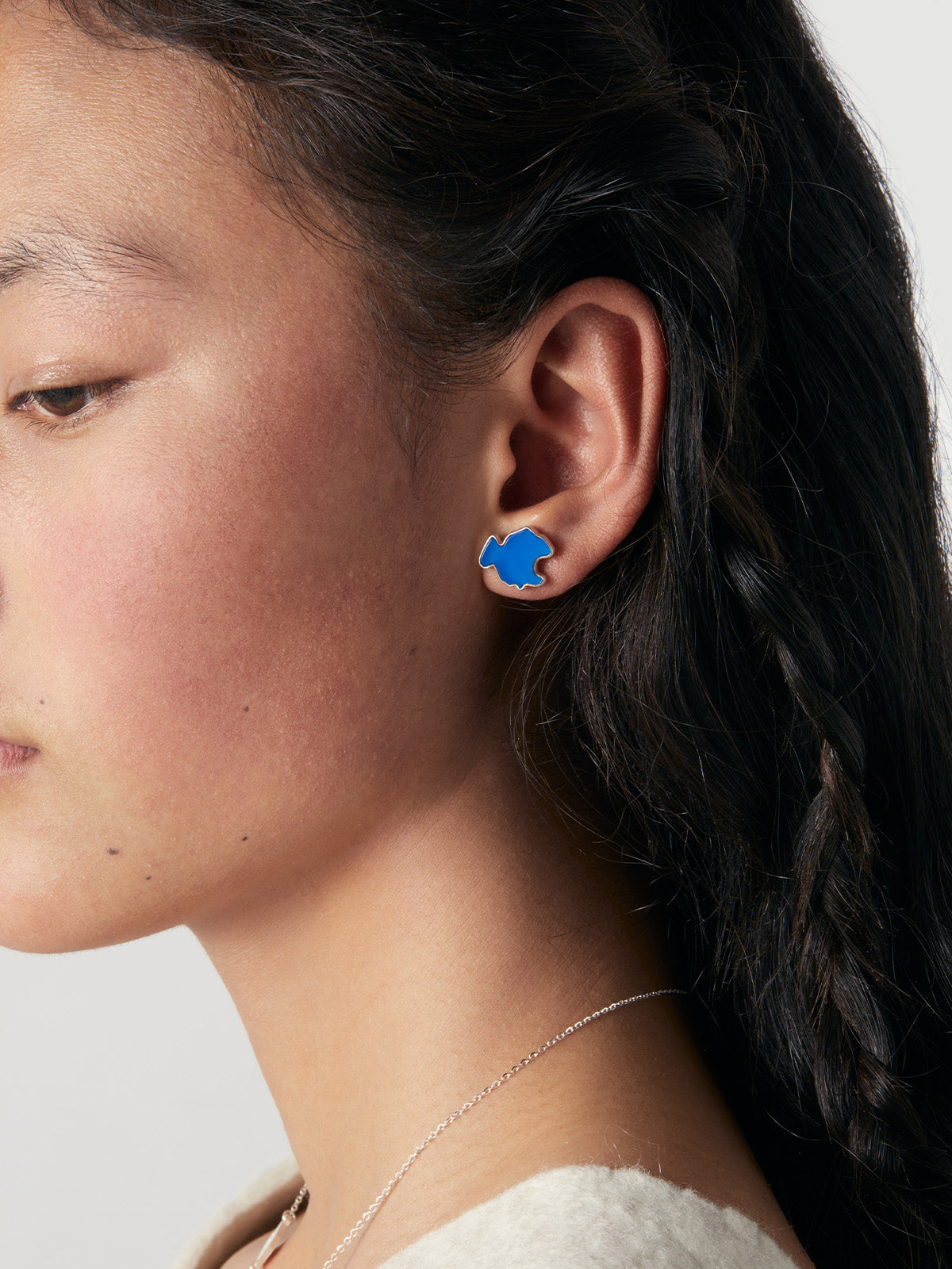 Kokonor Lake Blue Agate Stud Earrings