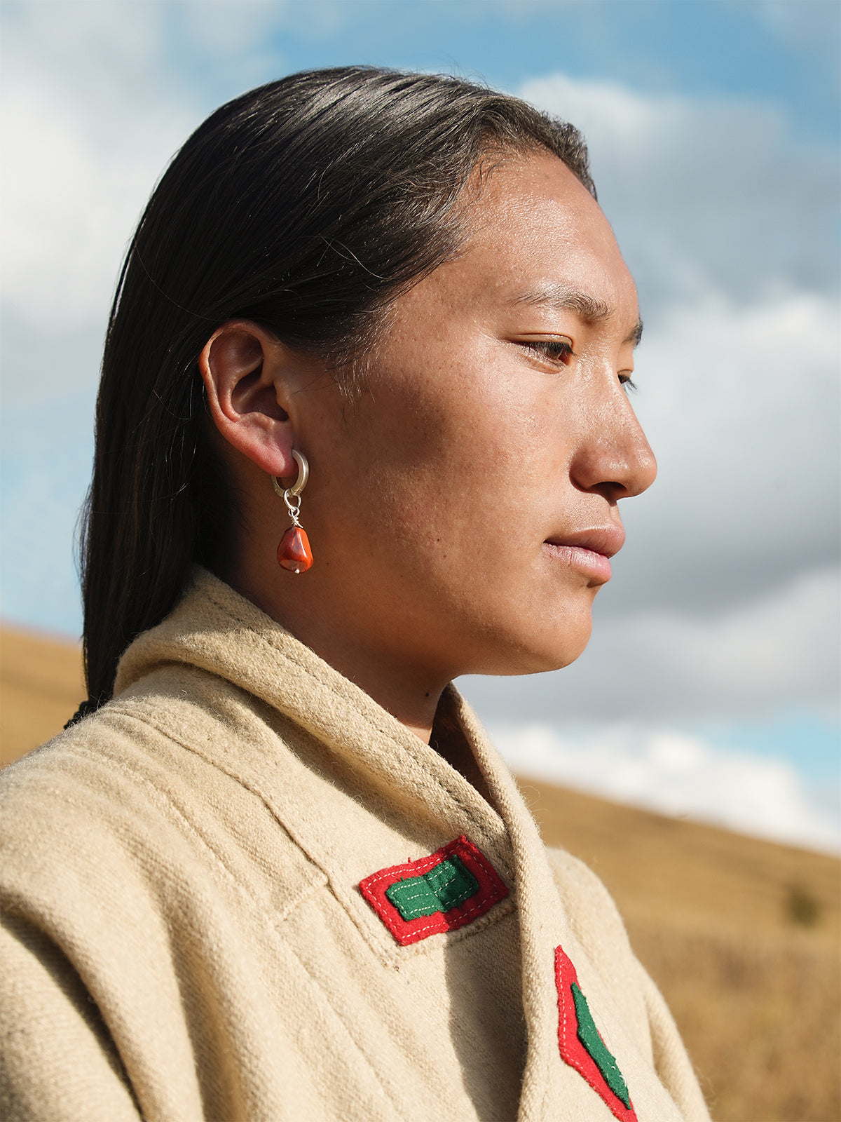 Nanhong Red Agate Drop Earrings