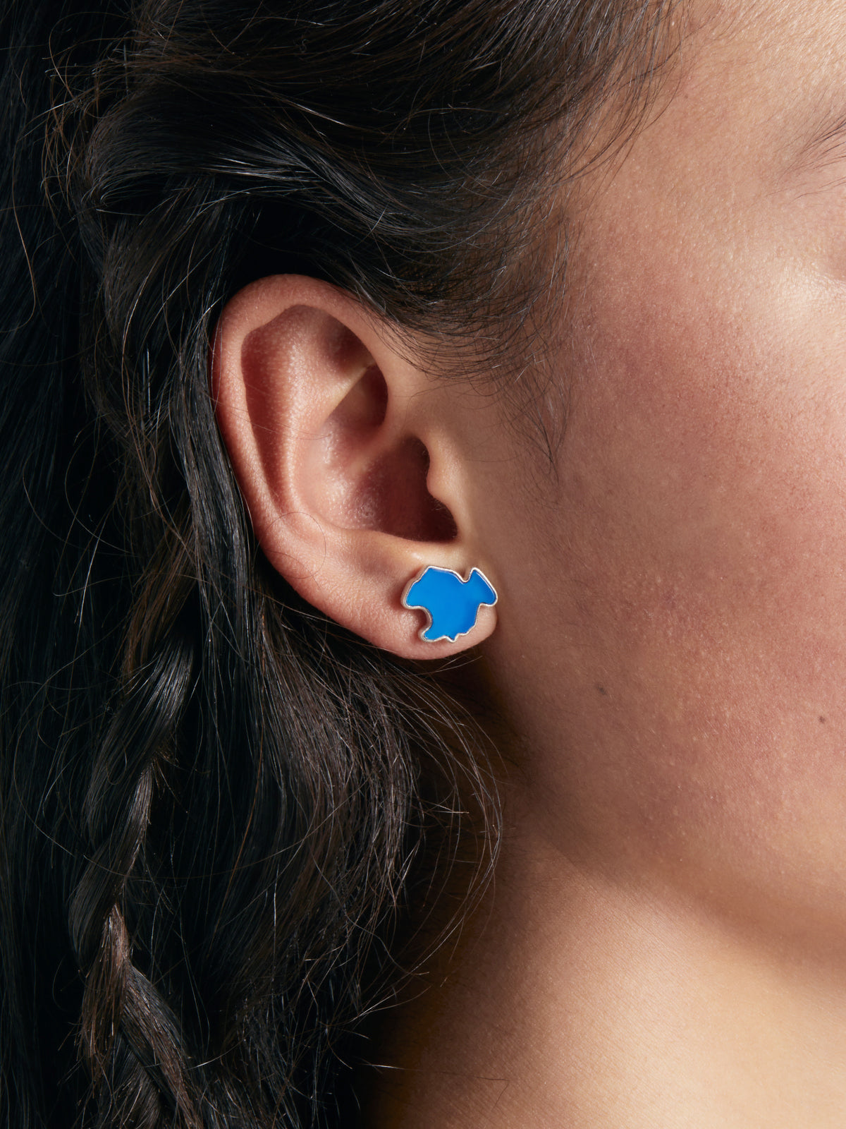 Kokonor Lake Blue Agate Stud Earrings