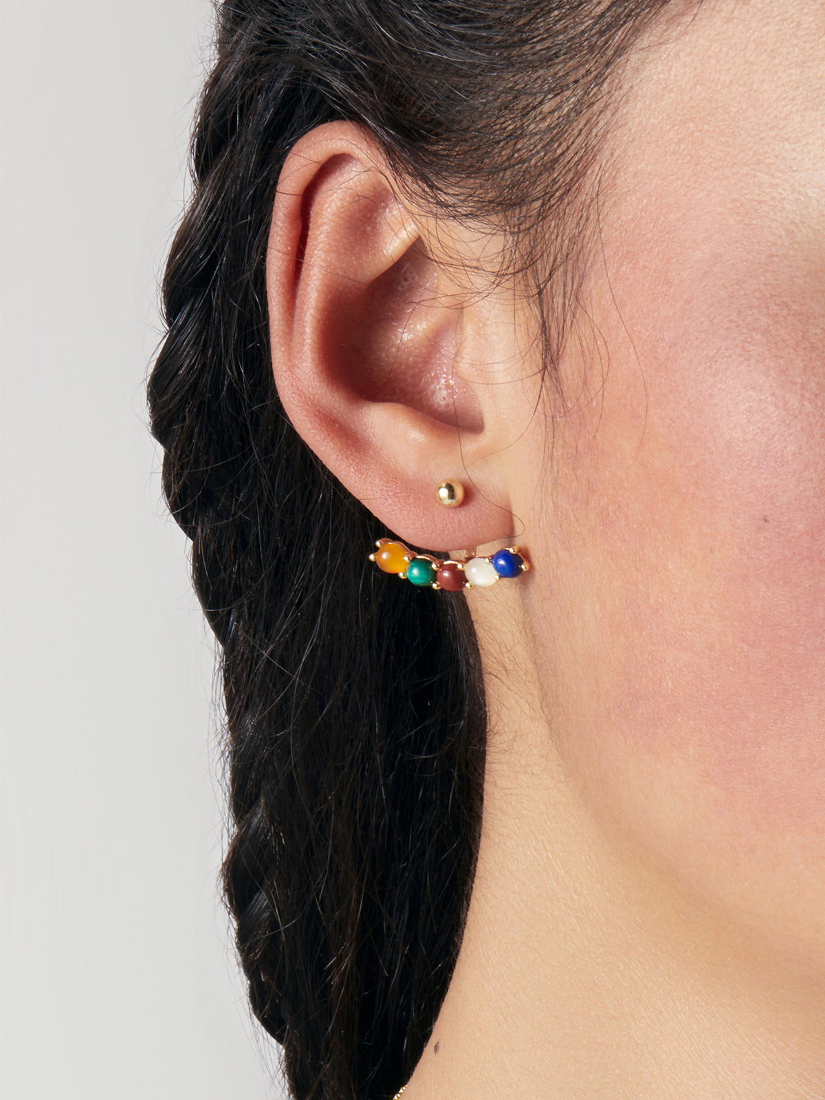 Natural Five Color Gemstone Earrings