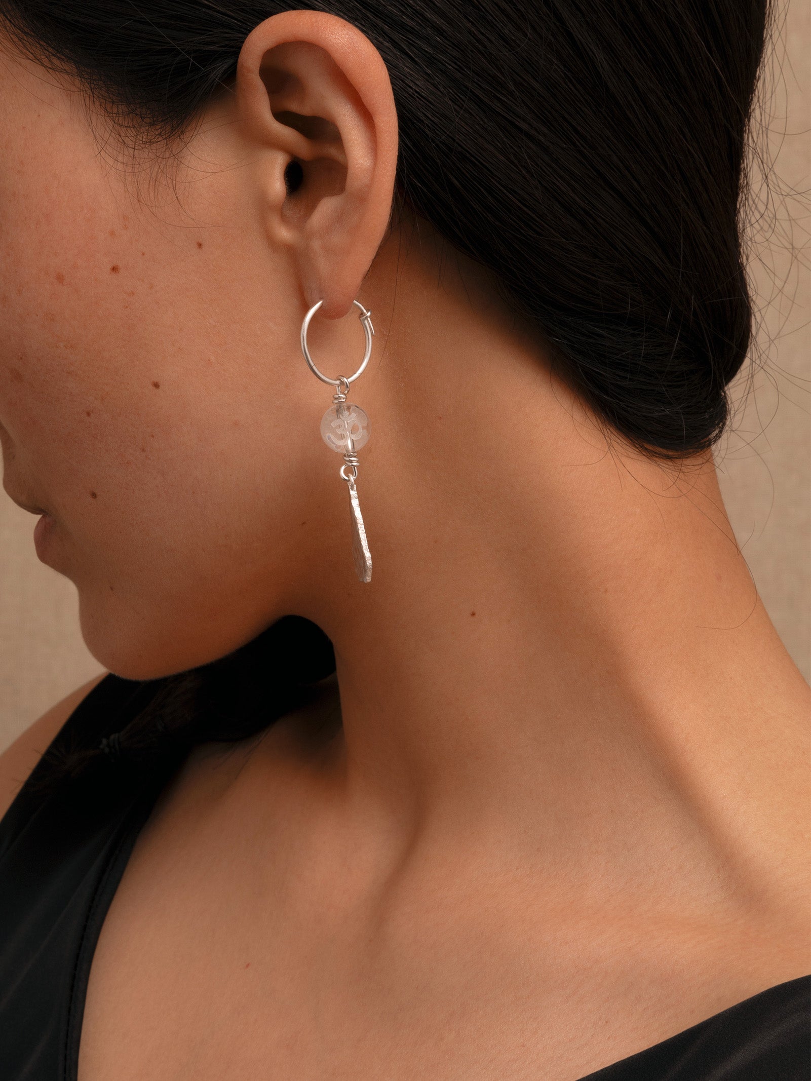 ༀ (OM) White Crystal Earrings