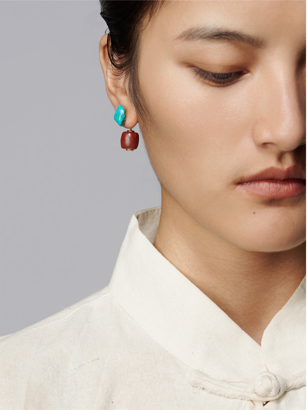Turquoise & Nanhong Red Agate Earrings