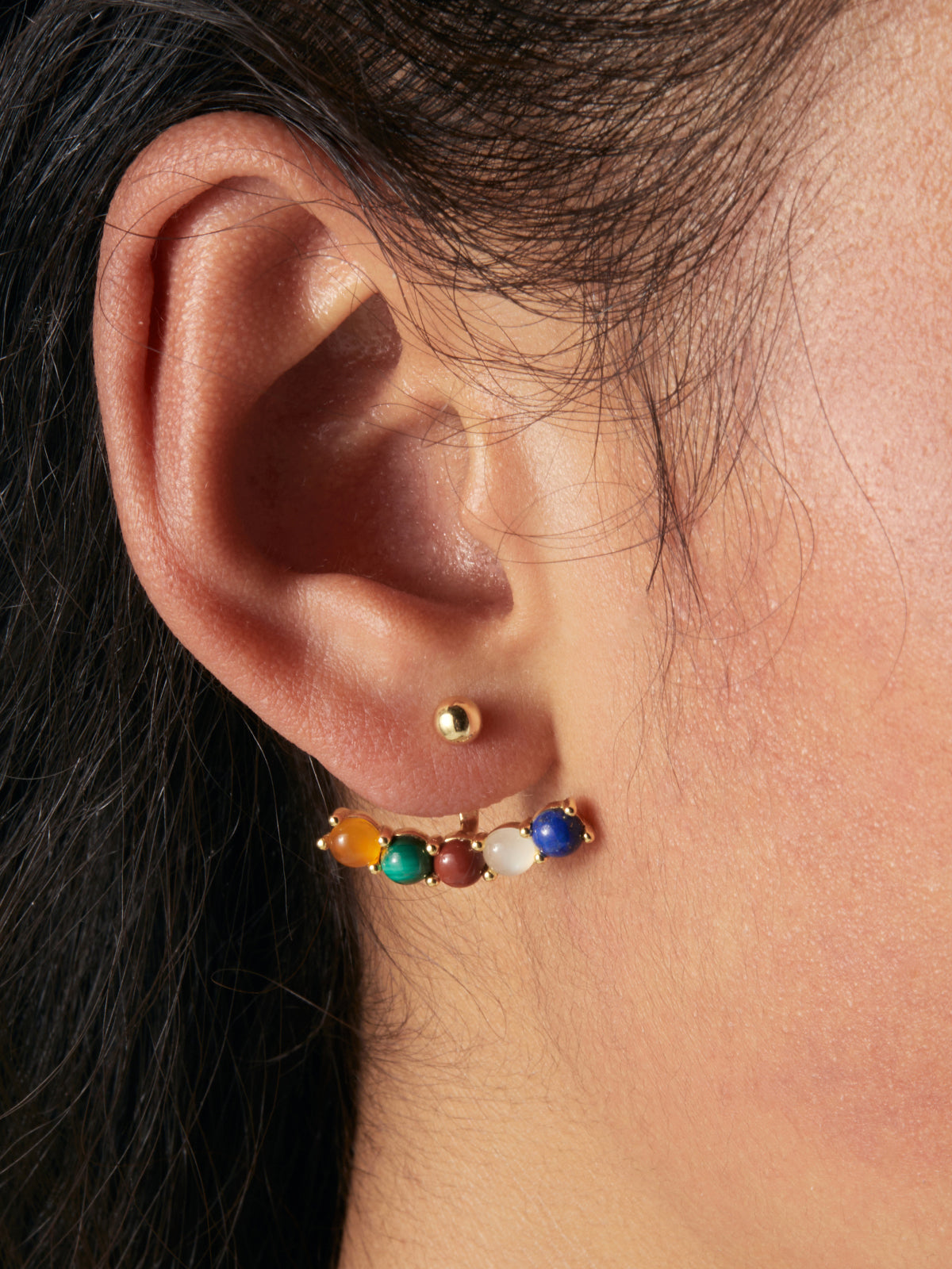 Natural Five Color Gemstone Earrings