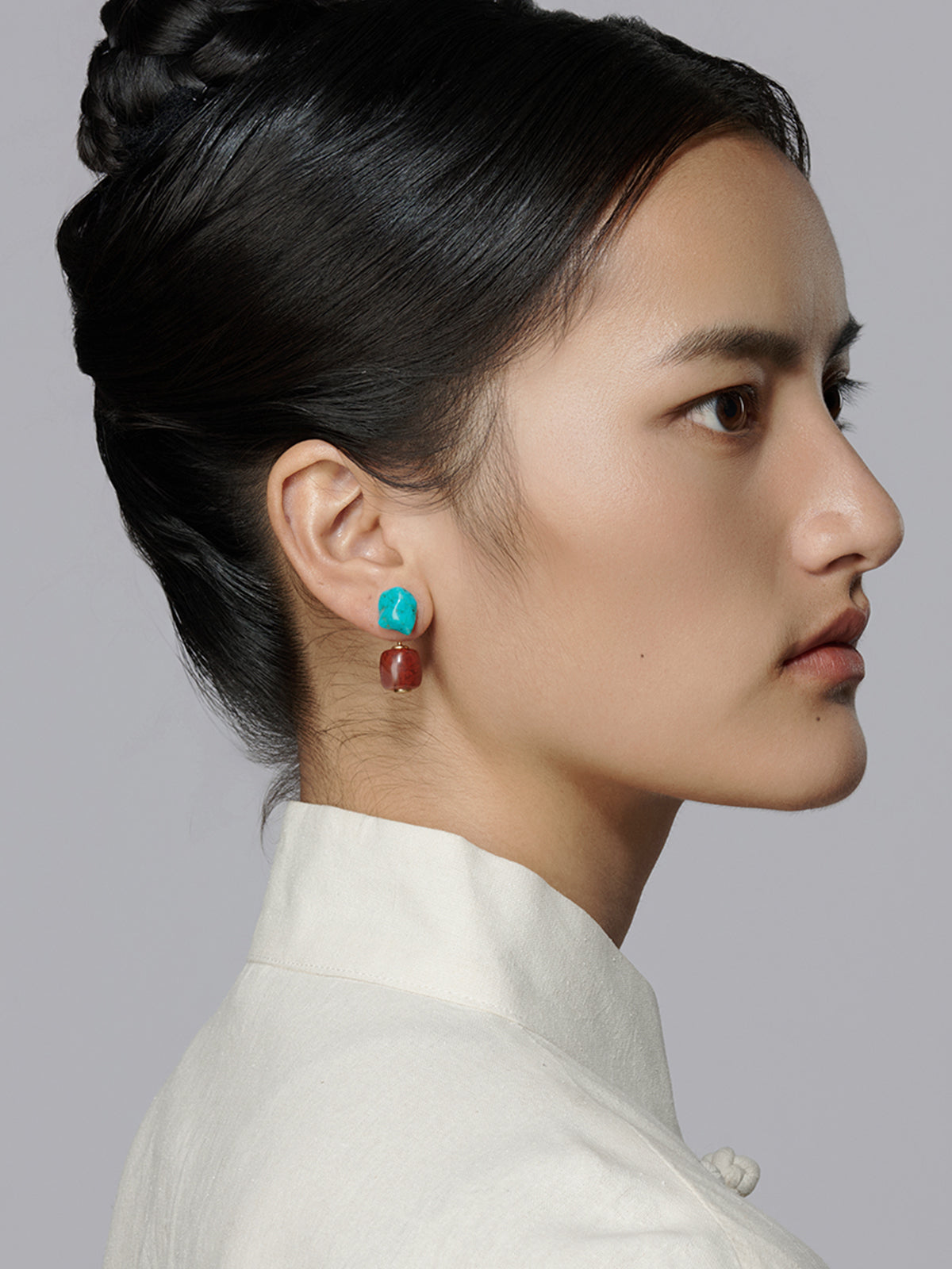 Turquoise & Nanhong Red Agate Earrings
