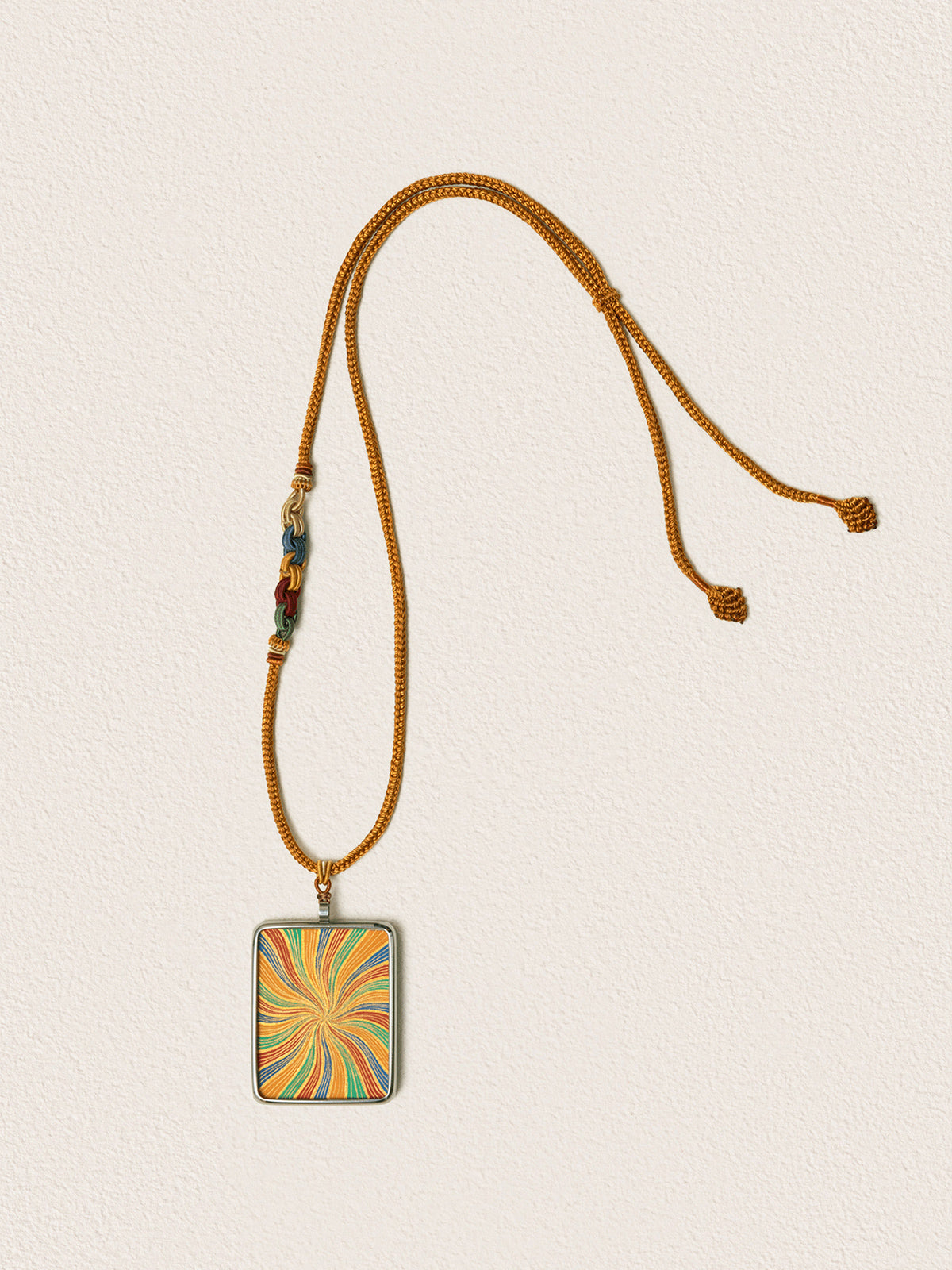 Rainbow Hand-Painted Thangka Necklace