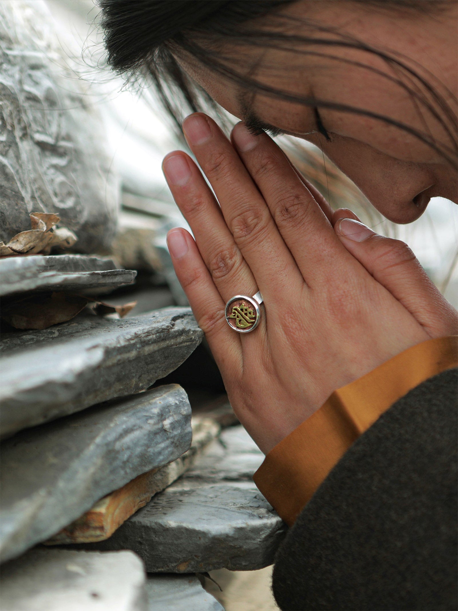 Khyenle Seed Syllable Fire-Gilded Li Ma Bronze Ring