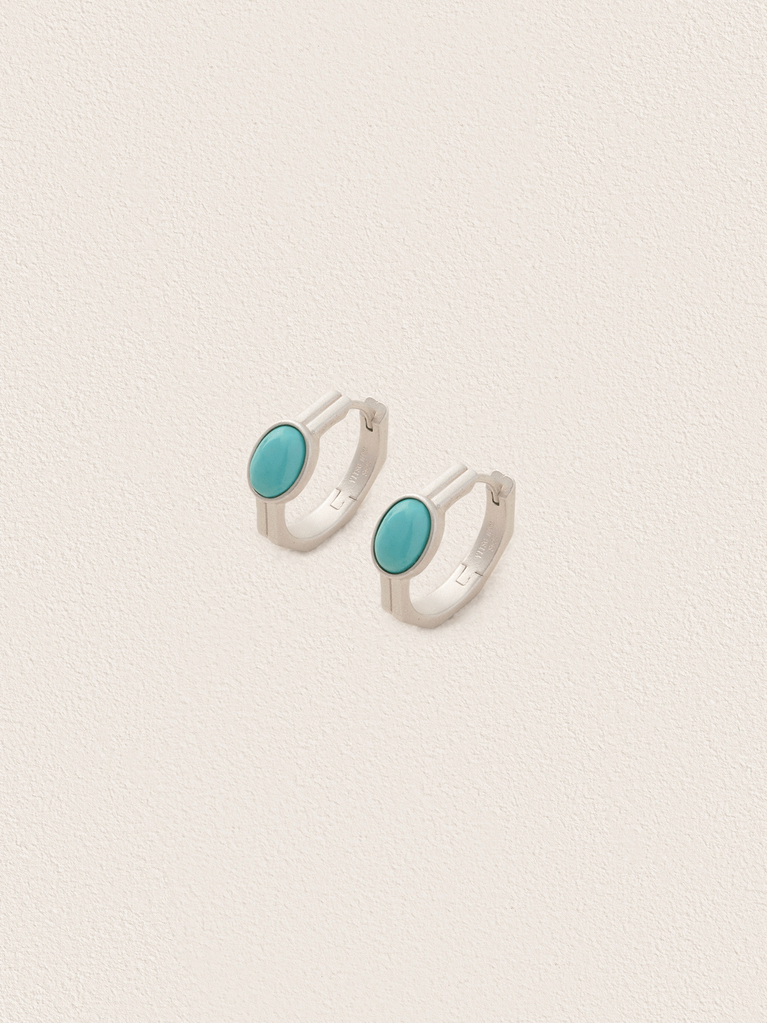 Square & Circle  Turquoise Hoop Earrings