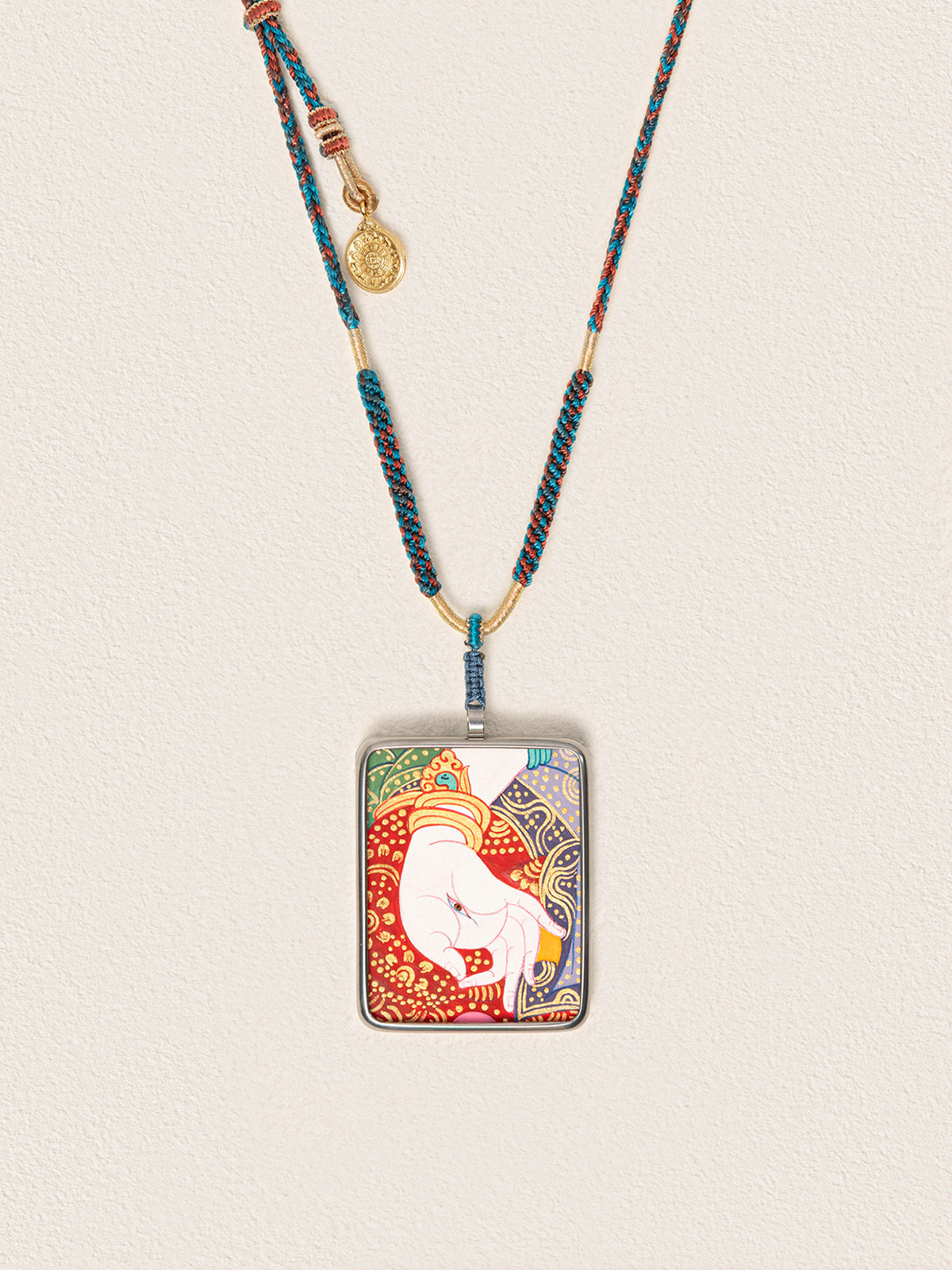 Hand-painted White Tara Thangka Necklace
