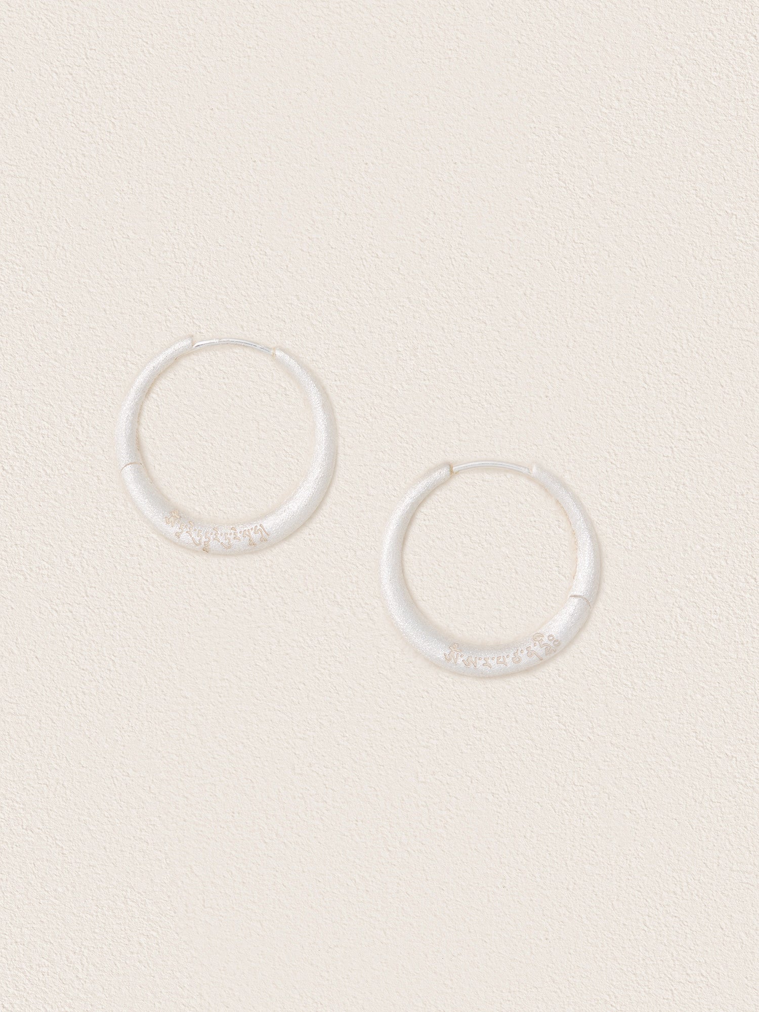 Brushed Silver Hoop Earrings