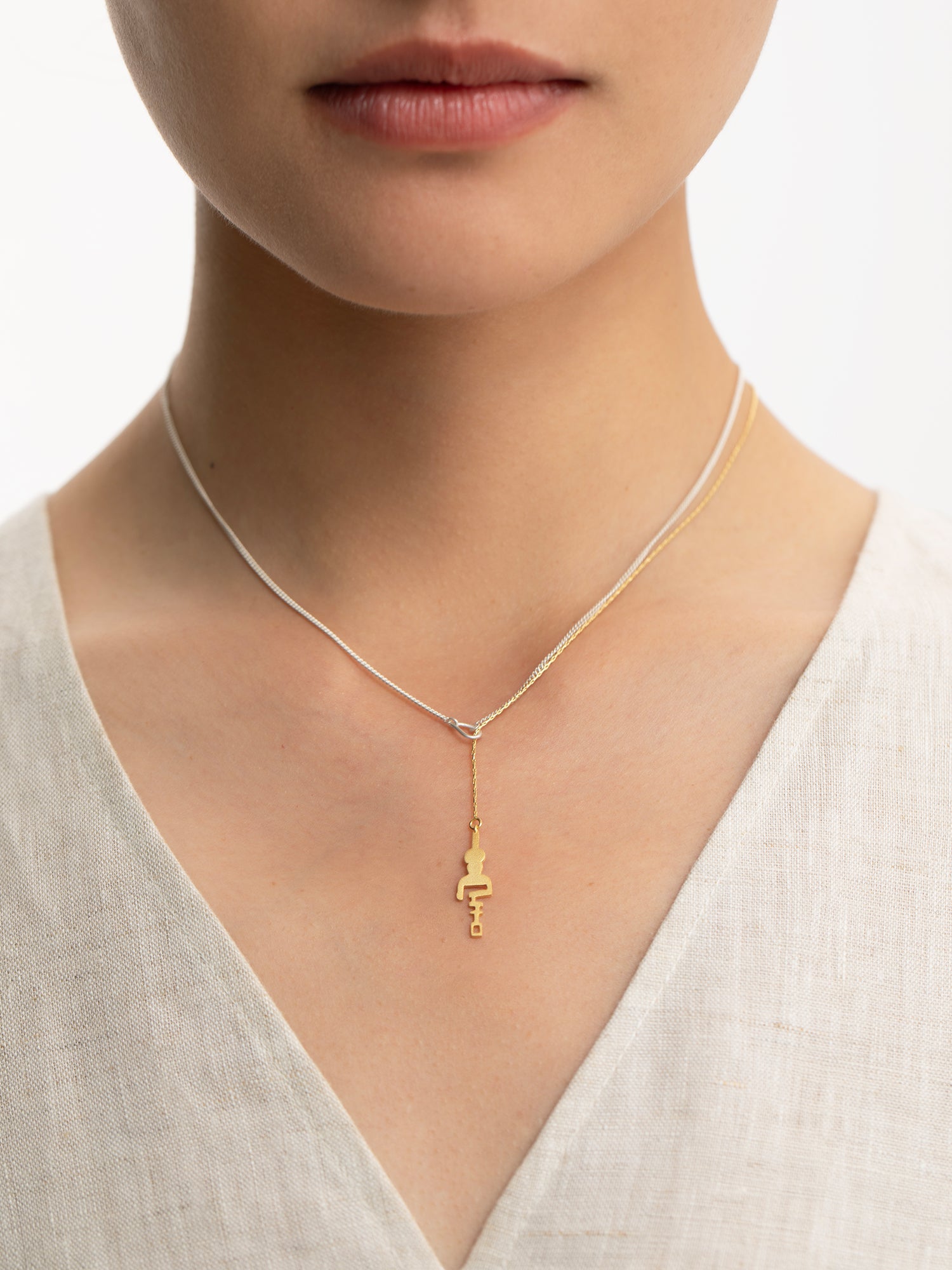 Key & Heart Lock Gold and Silver Necklace