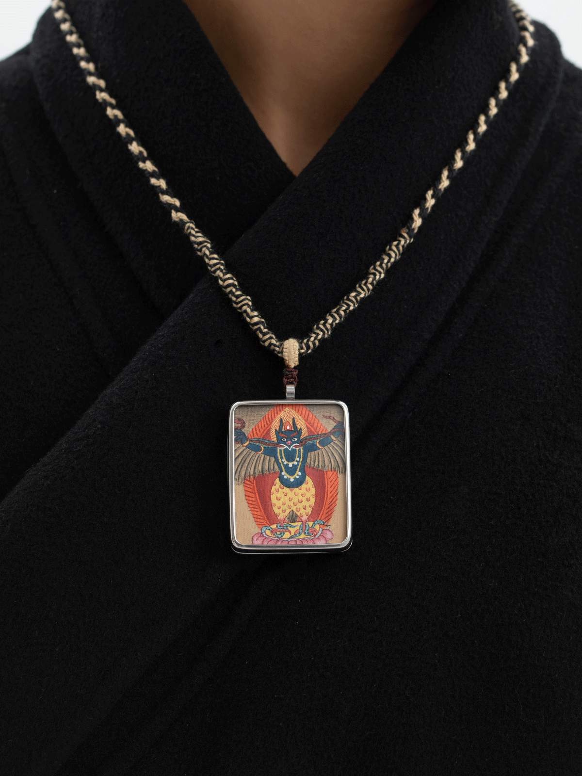 Hand-Painted Ancient Mural Thangka Necklace