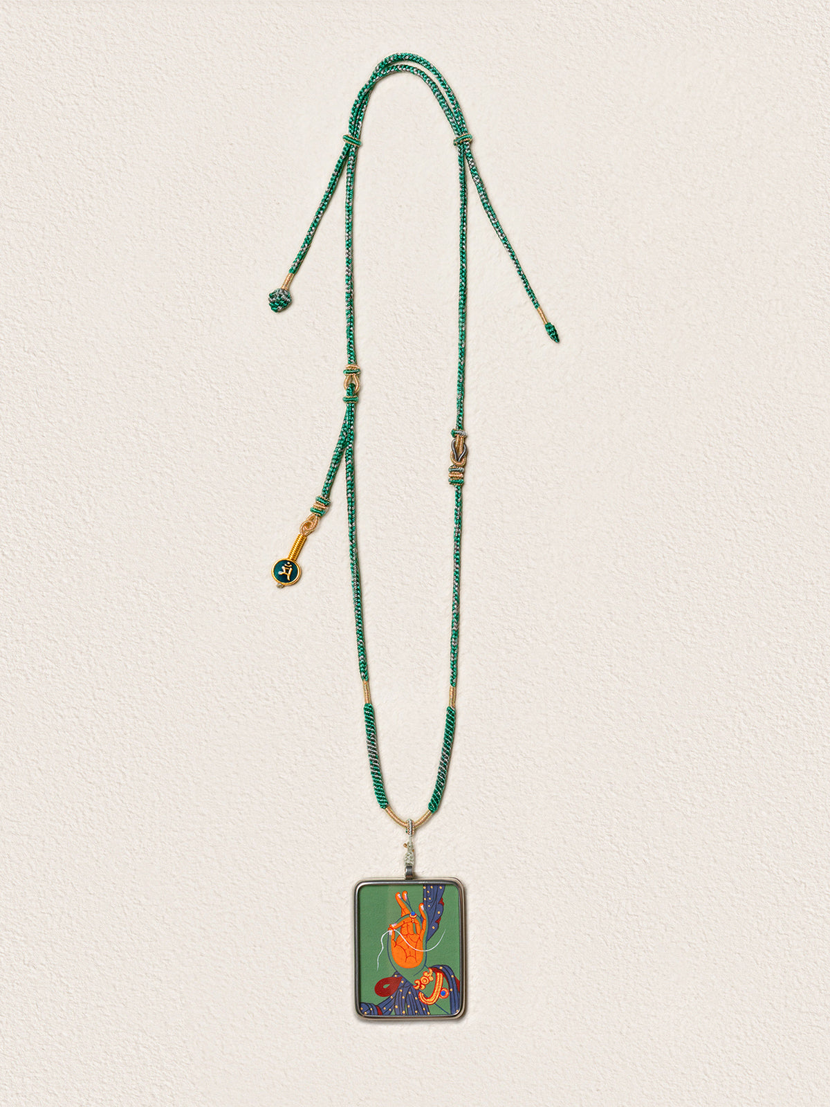 Hand-Painted Green Tara Thangka Necklace