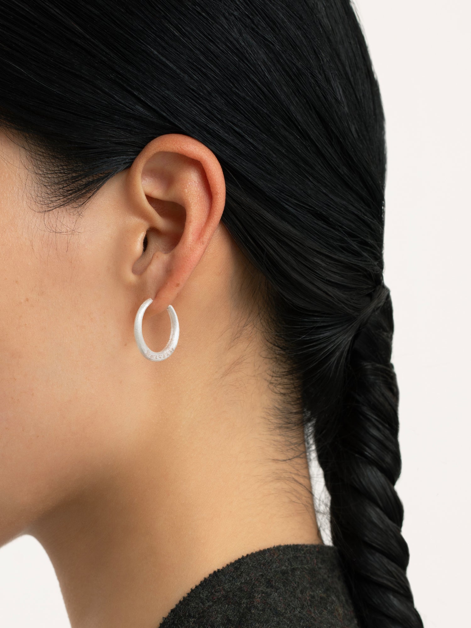 Brushed Silver Hoop Earrings