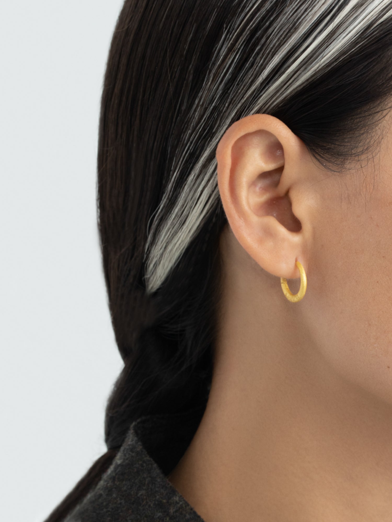Brushed Silver Hoop Earrings