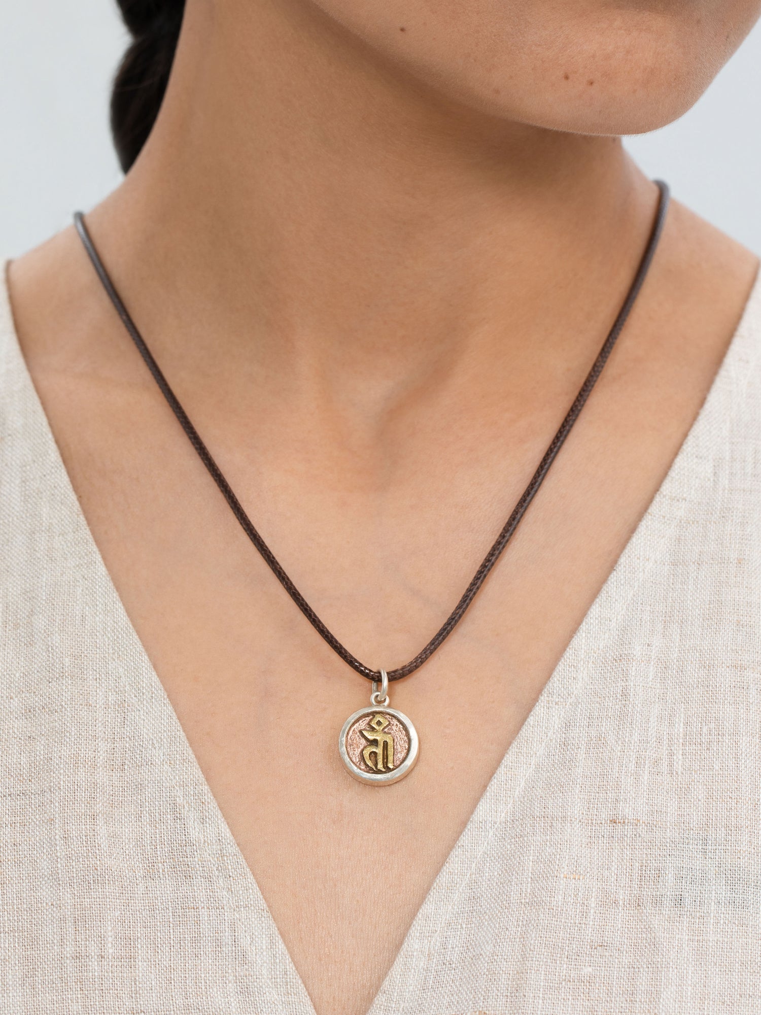 Khyenle Seed Syllable Fire-Gilded Li Ma Bronze Pendant Necklace