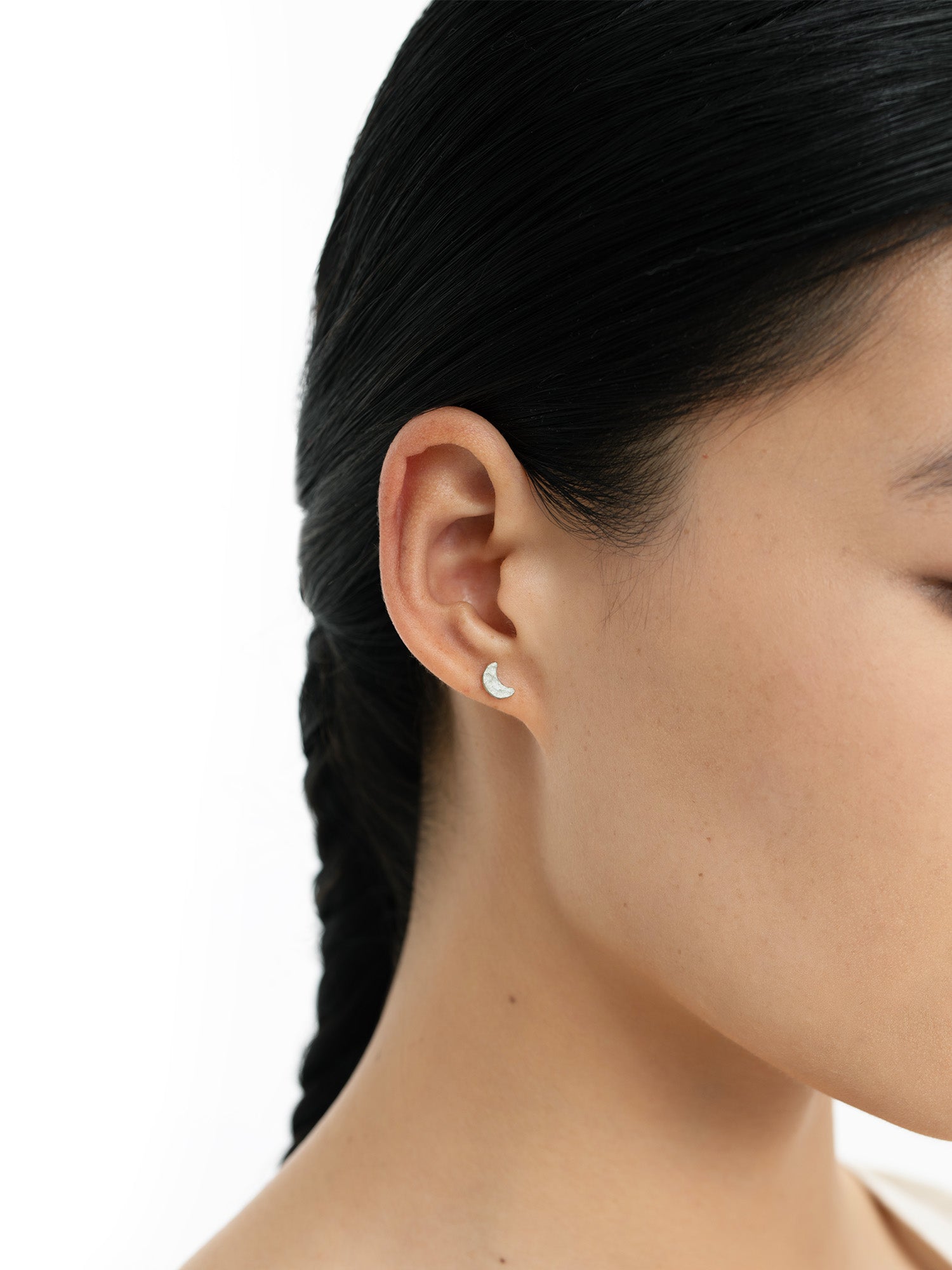 Sun & Moon Hammered Stud Earrings