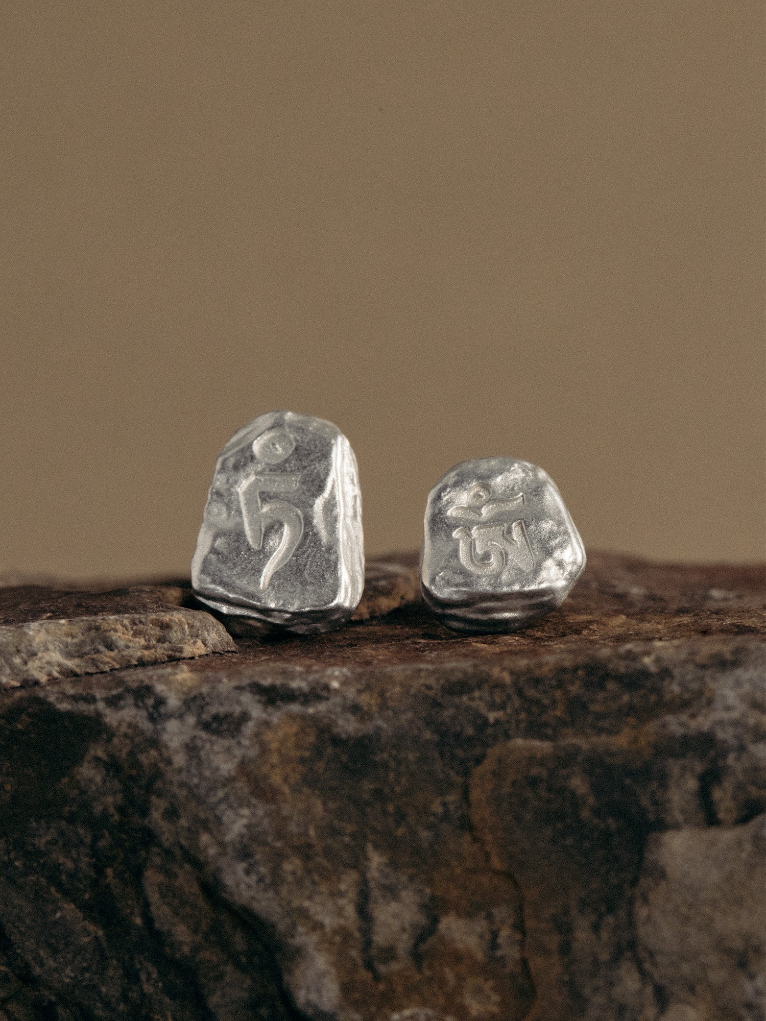 Prayers on Rock Stud Earrings
