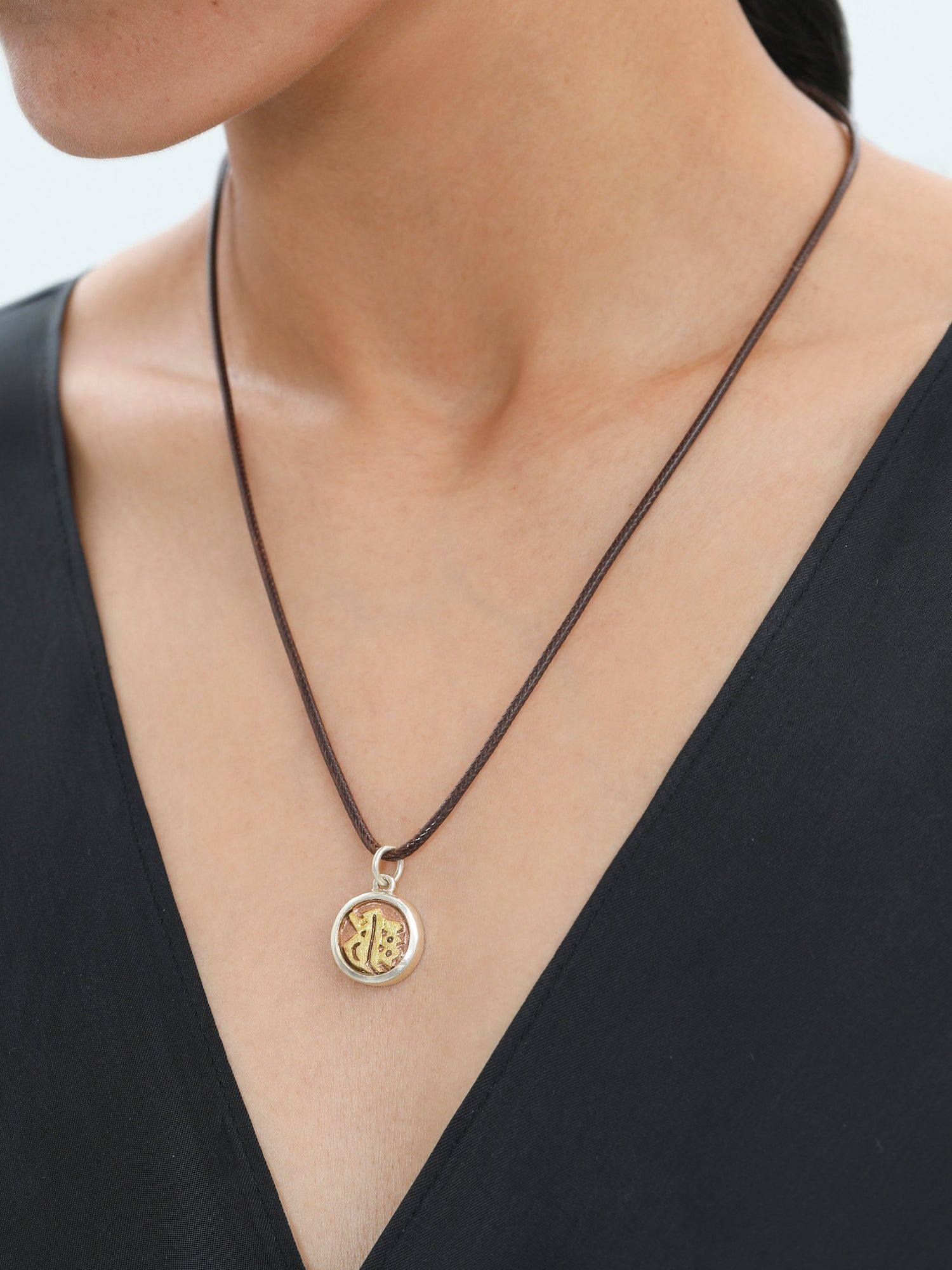 Khyenle Seed Syllable Fire-Gilded Li Ma Bronze Pendant Necklace