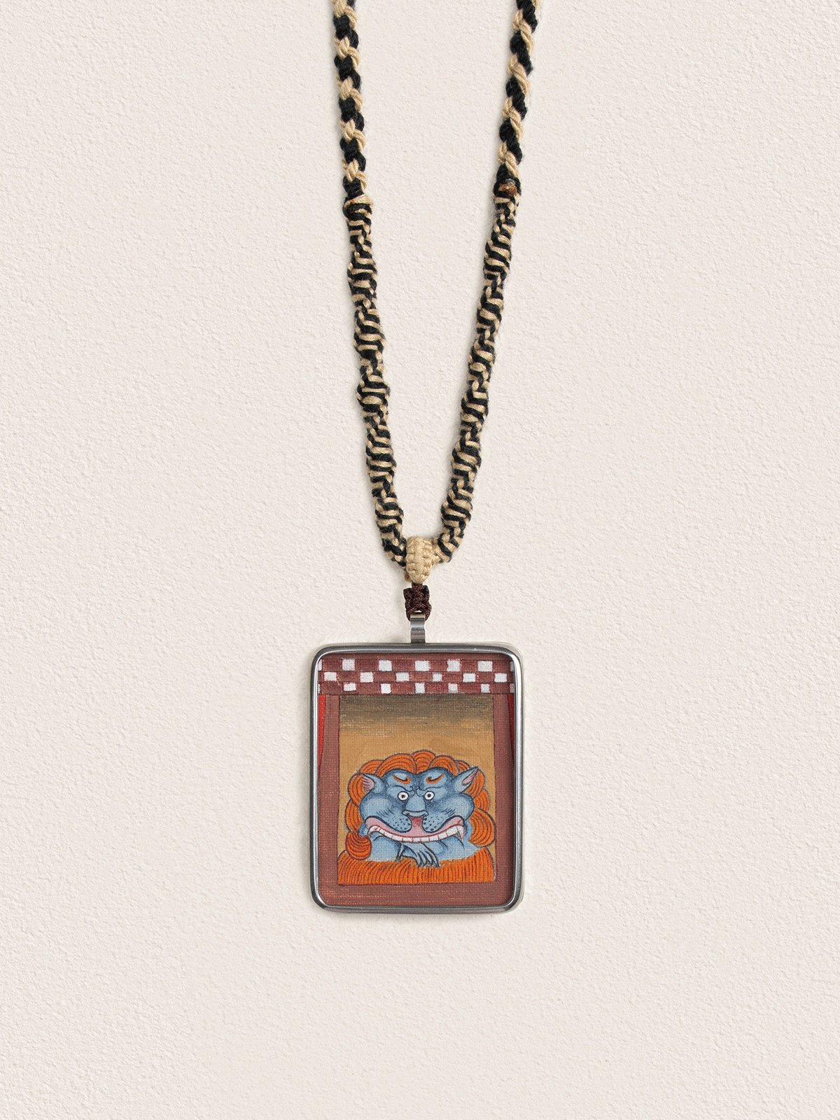 Hand-Painted Ancient Mural Thangka Necklace