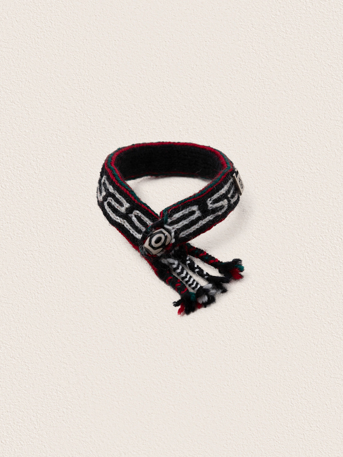 Dzi Bead Handwoven Wool Bracelet